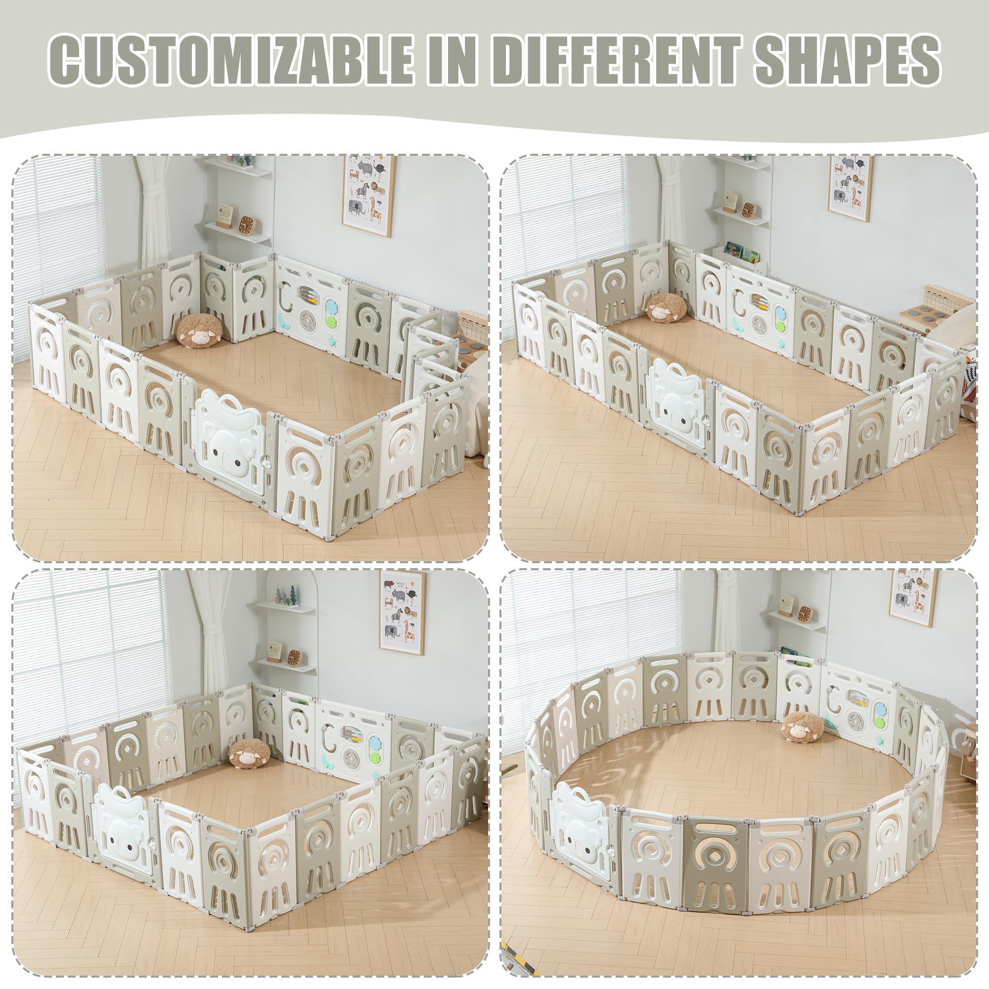 **Foldable Baby Playpen - Extra Large 22-Panel Play Yard for Babies & Toddlers, Portable Safety Fence & Play Gate, Grey & White - Perfect for Indoor & Outdoor Playtime, Nursery, and Pet Safety**