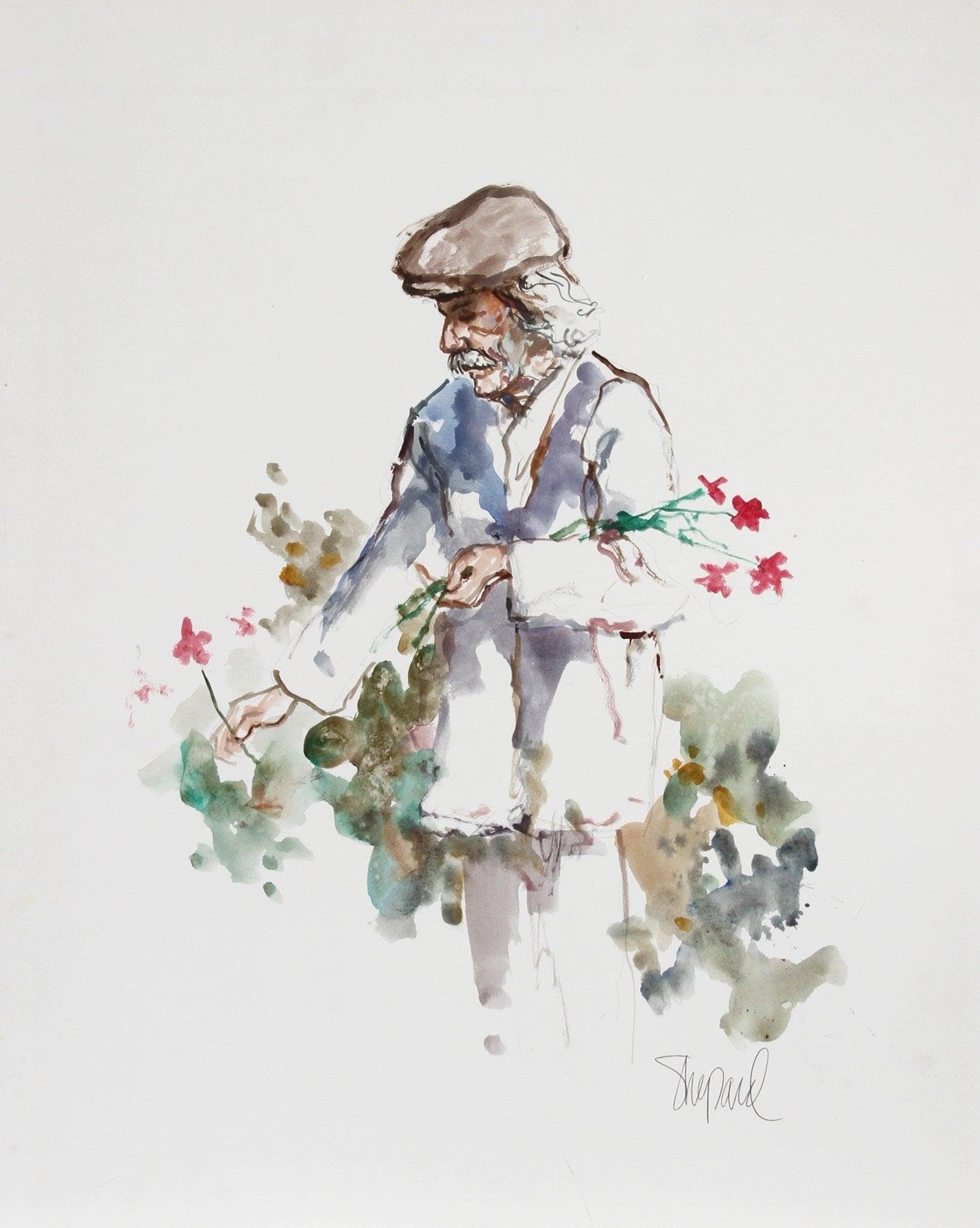 Man Picking Flowers - Premium Artificial Floral Arrangement for Home Decor, Wedding Centerpieces & Romantic Gifts