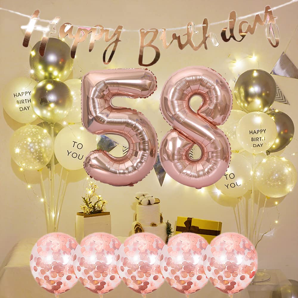 43rd Birthday Decorations Set - Happy Birthday Banner, Helium Balloons, Rose Gold Foil & Latex Balloons (Number 43) for 43 Years Old Party Supplies - Perfect for Adult Birthday Parties, Anniversary Celebrations & Milestone Events