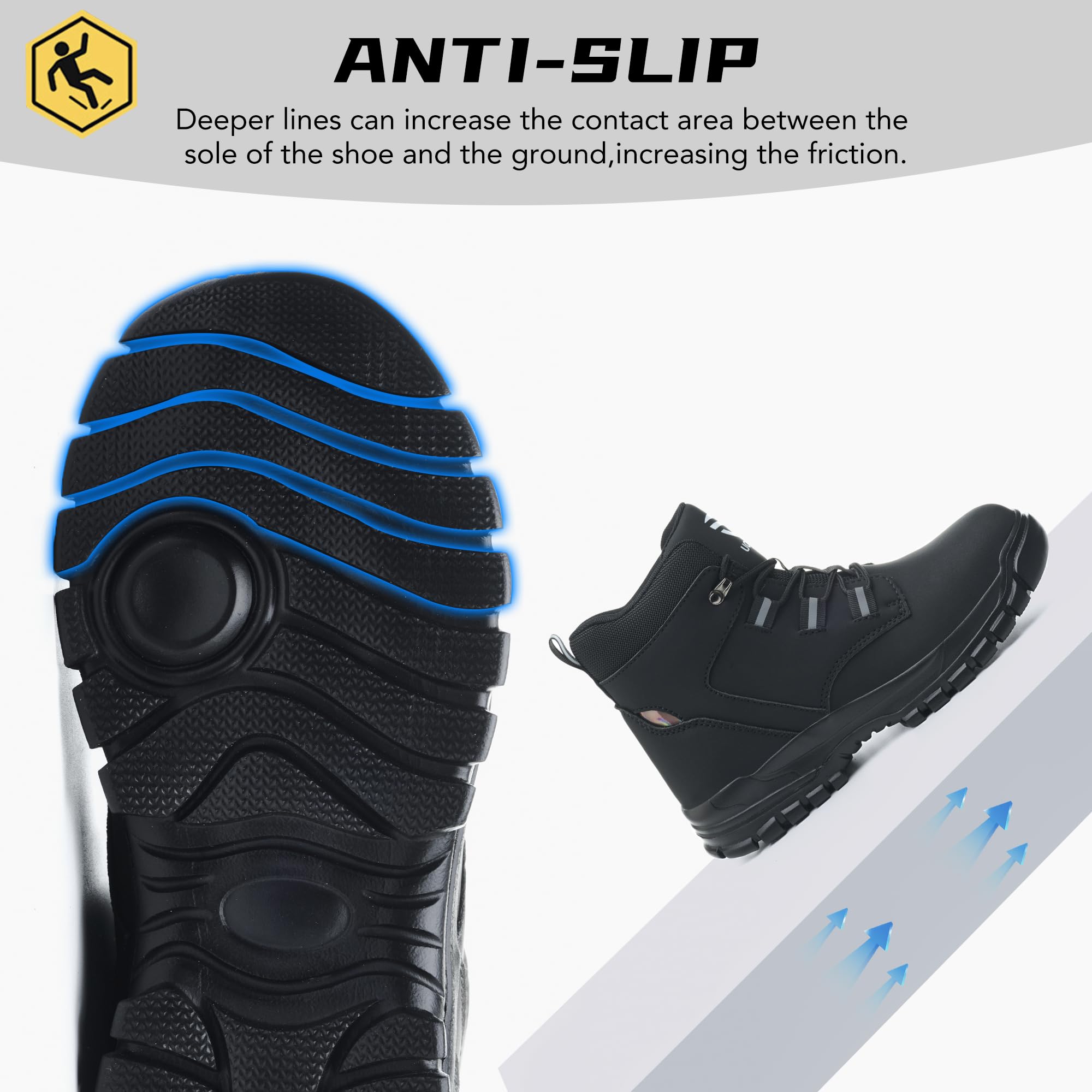 Steel Toe Work Boots for Men & Women - Slip & Puncture Resistant Safety Shoes - Lightweight Industrial Construction Boots - Perfect for Warehouse, Factory & Outdoor Work