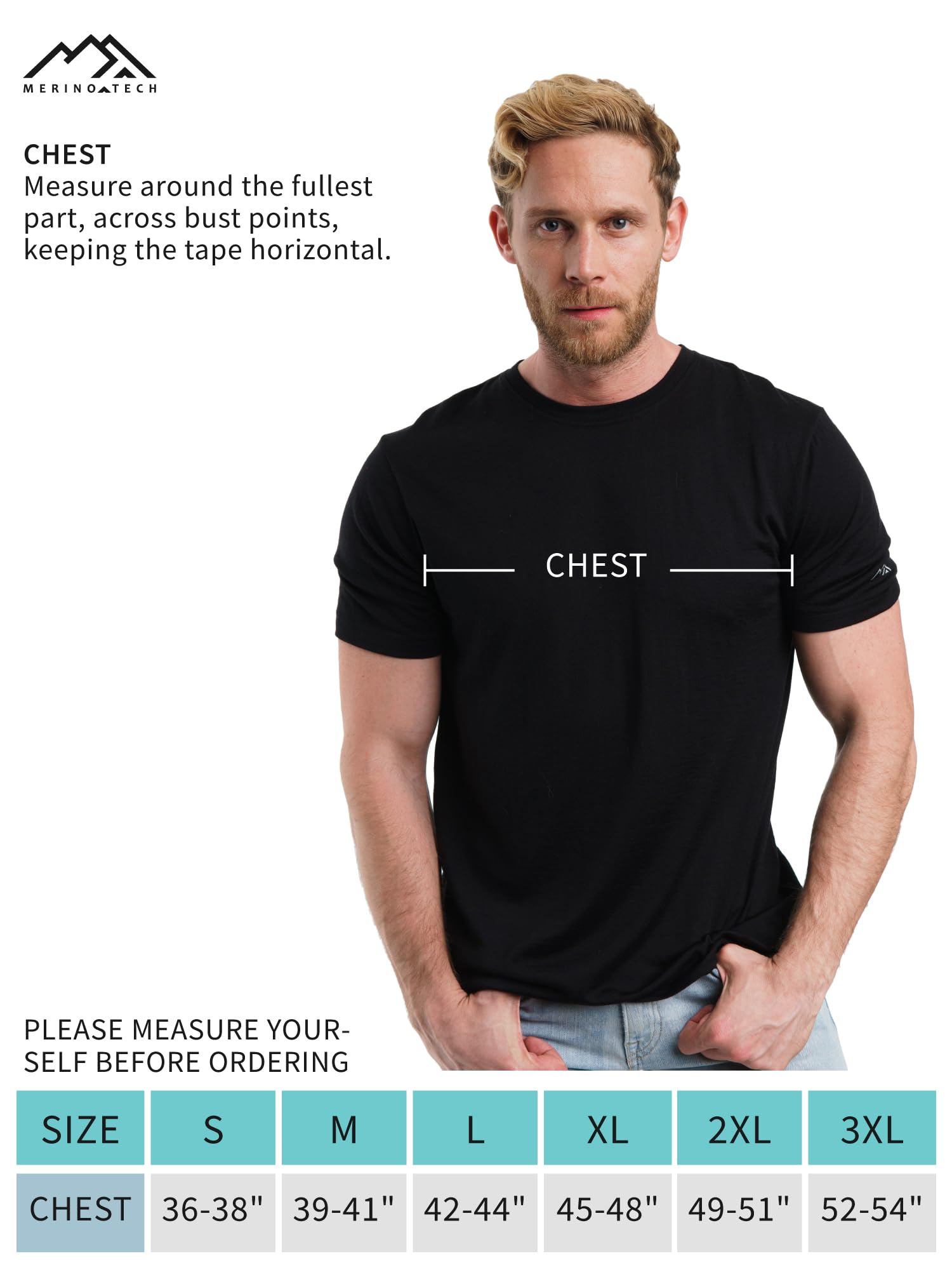 Premium 100% Merino Wool Men's T-Shirt - Breathable Short Sleeve Athletic Shirt & Base Layer for Hiking, Running & Outdoor Activities