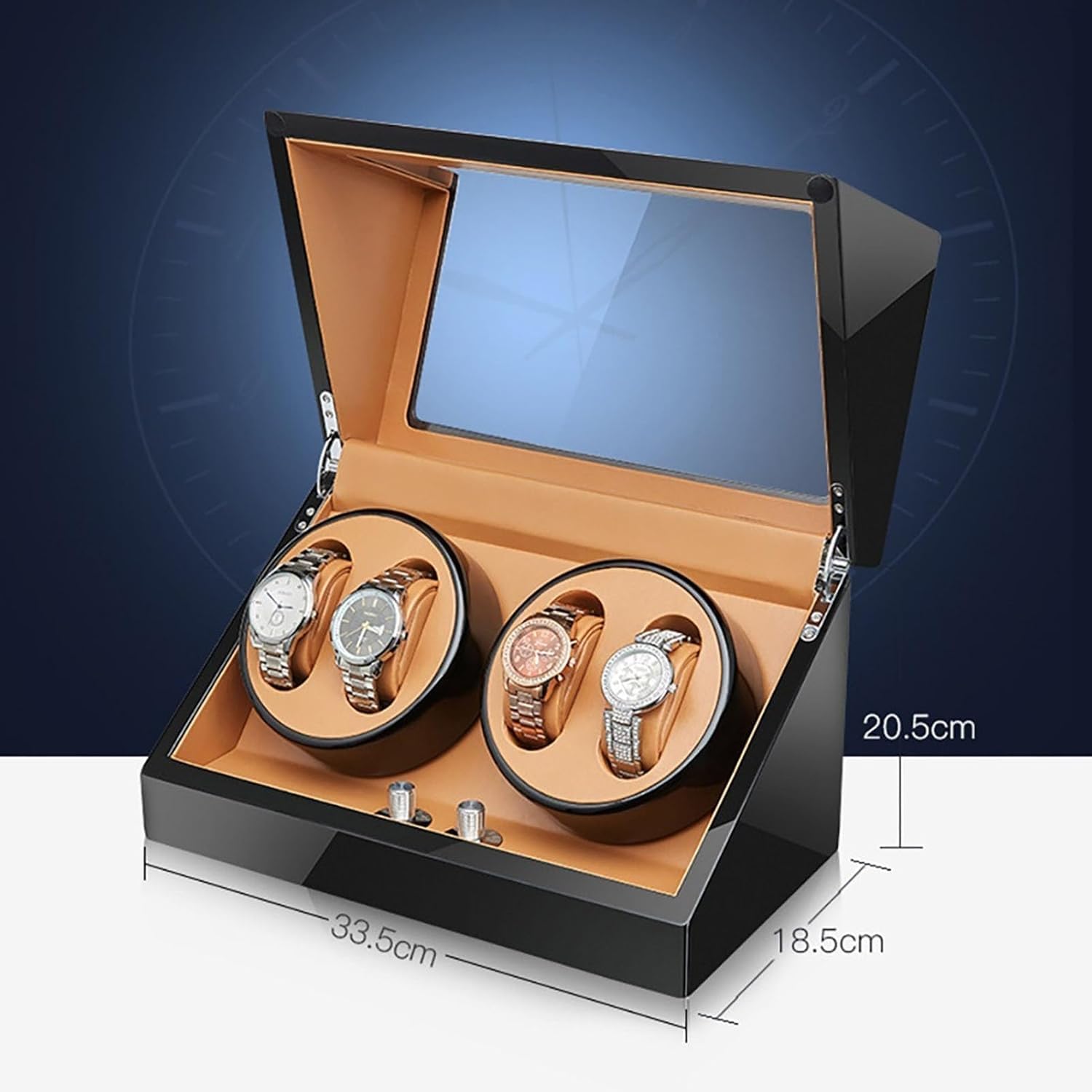Premium 4-Watch Automatic Winder with Silent Motor, Leather Cushions & Wooden Storage Box - Perfect for Men & Women - Ideal for Watch Collectors, Travel & Home Display