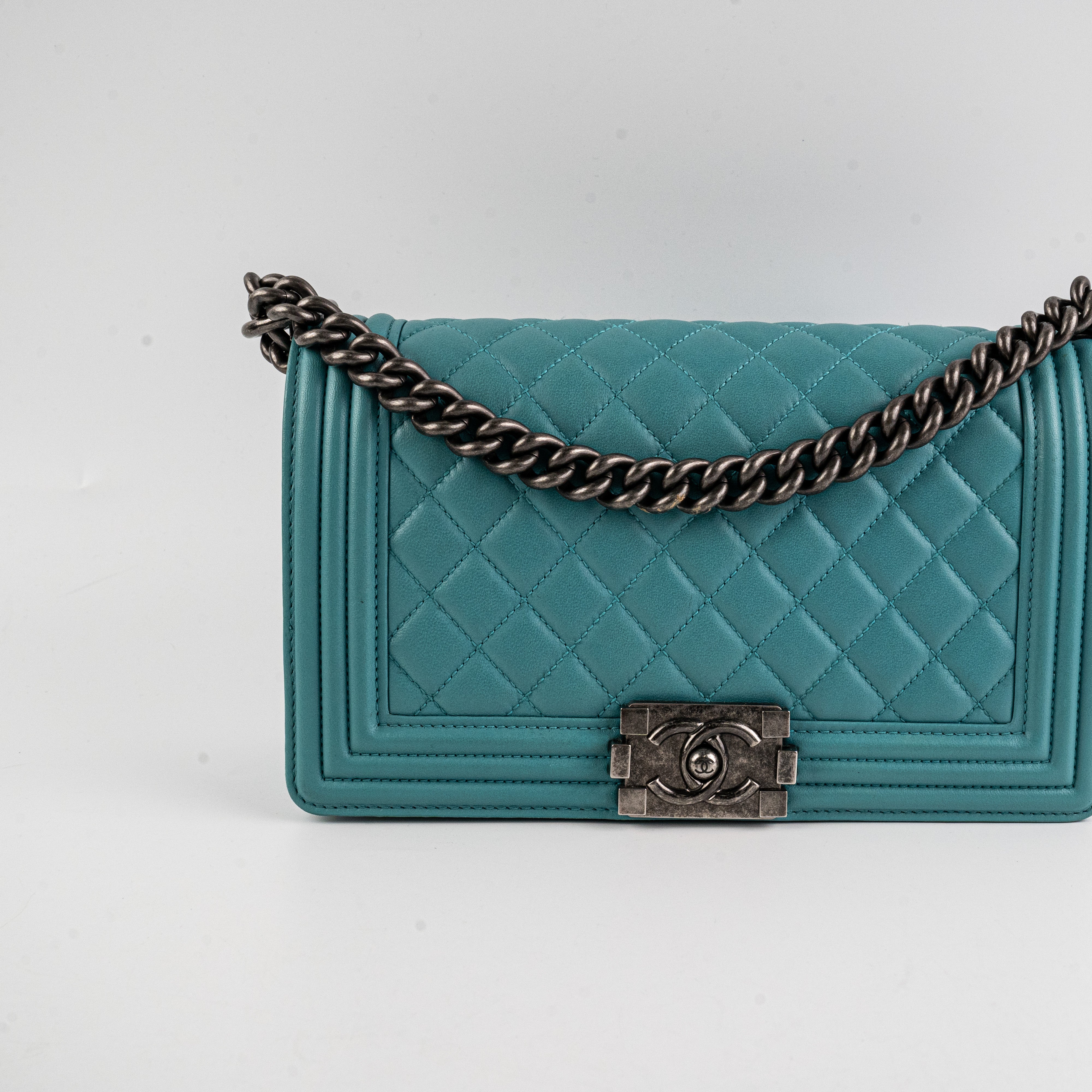 Chanel Old Medium Boy Blue Leather Crossbody Bag - Luxury Designer Handbag for Women, Perfect for Parties, Dates & Everyday Use