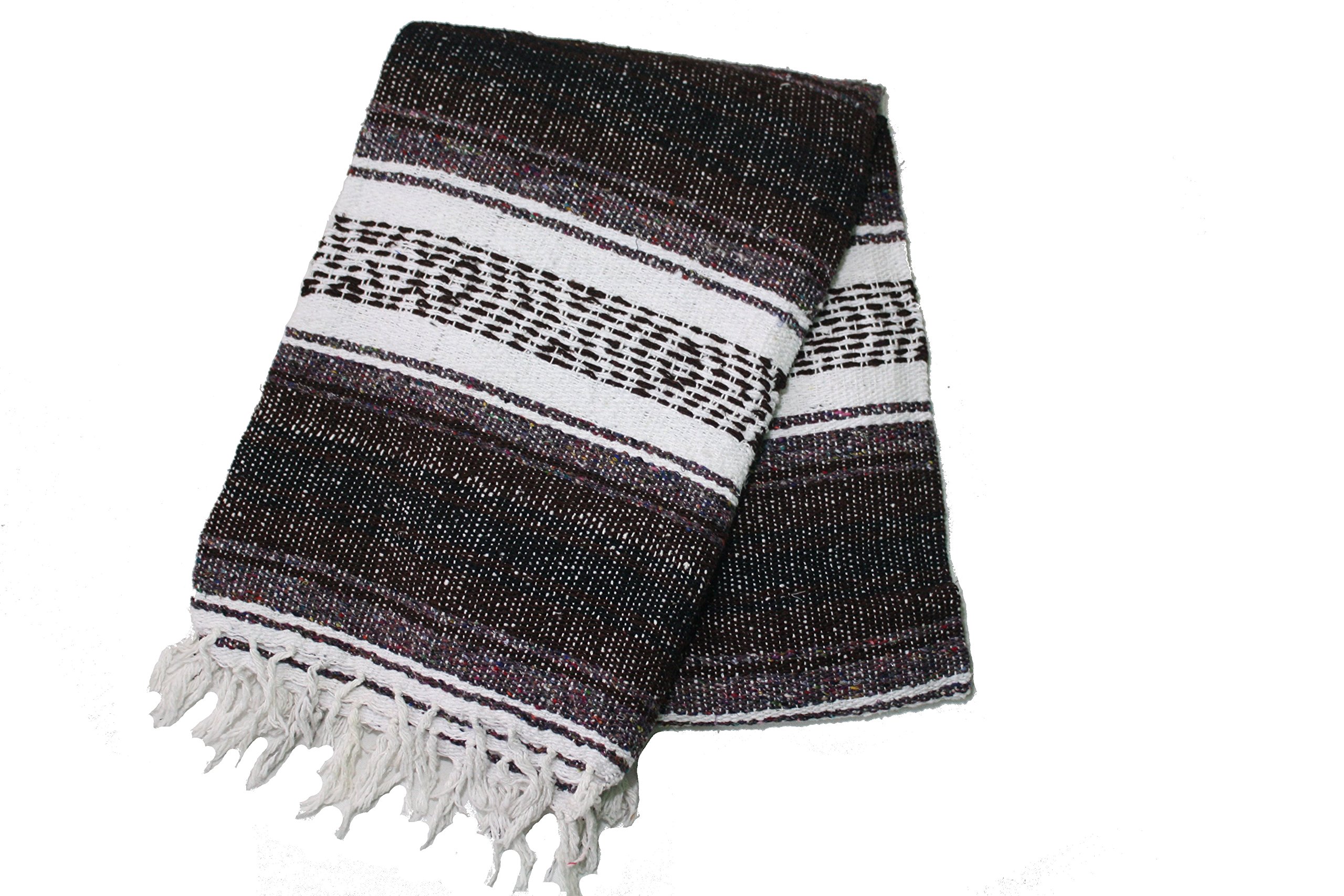 Hand Woven Acrylic Mexican Blanket - Soft & Durable Brown Throw Blanket for Couch, Bed, Picnic & Outdoor Use - Traditional Southwestern Style Home Decor