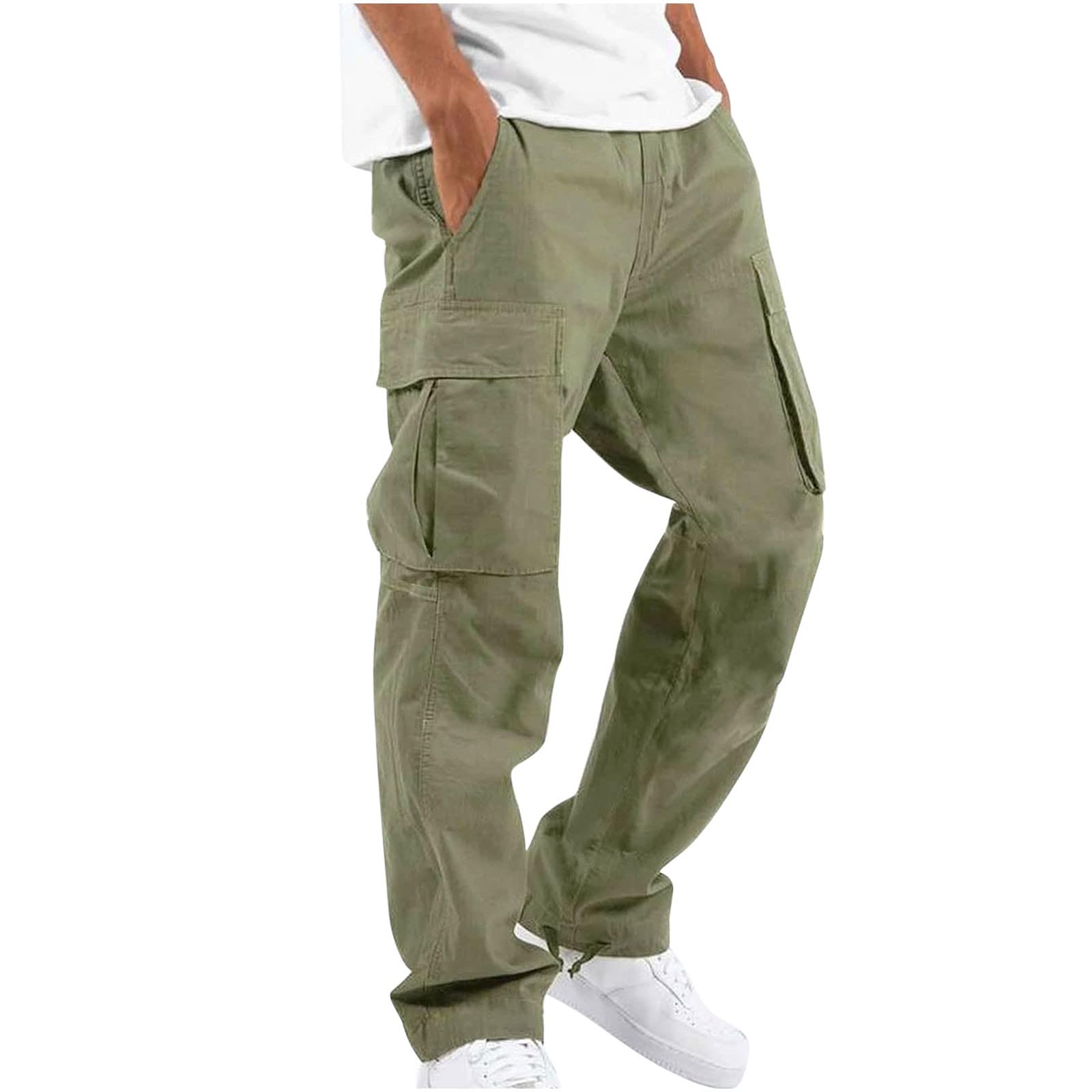 Men's Classic Fit Cargo Pants - Multi-Pocket Work & Hiking Trousers for Outdoor Safety & Recreation | Durable Tactical Pants for Construction, Camping & Adventure Activities