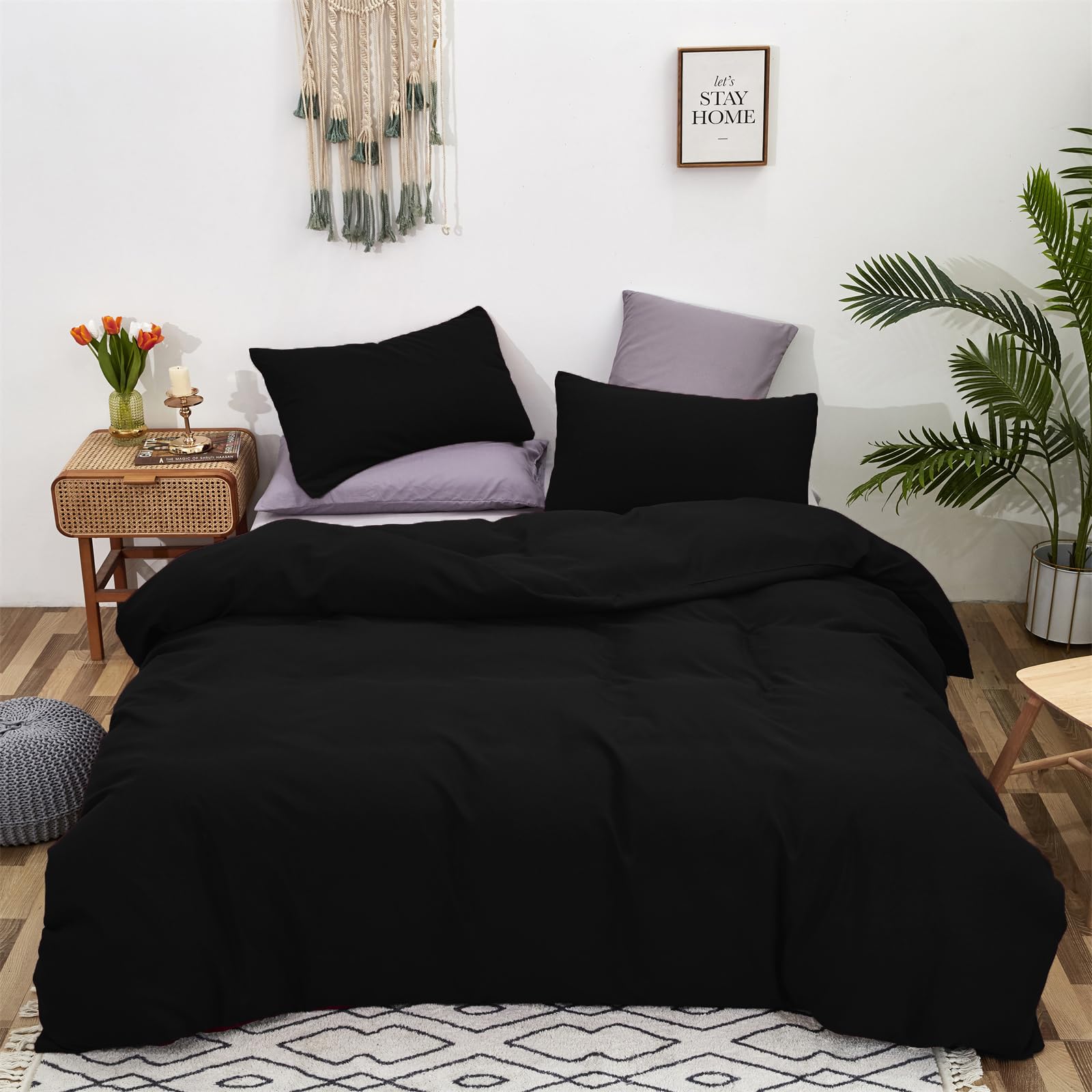 Luxlovery Black King Size Comforter Set - Ultra Soft, Breathable & Lightweight Quilted Blanket for Men & Women | Durable Bedding Set for All Seasons | Perfect for Home, Bedroom, Hotel & Guest Room