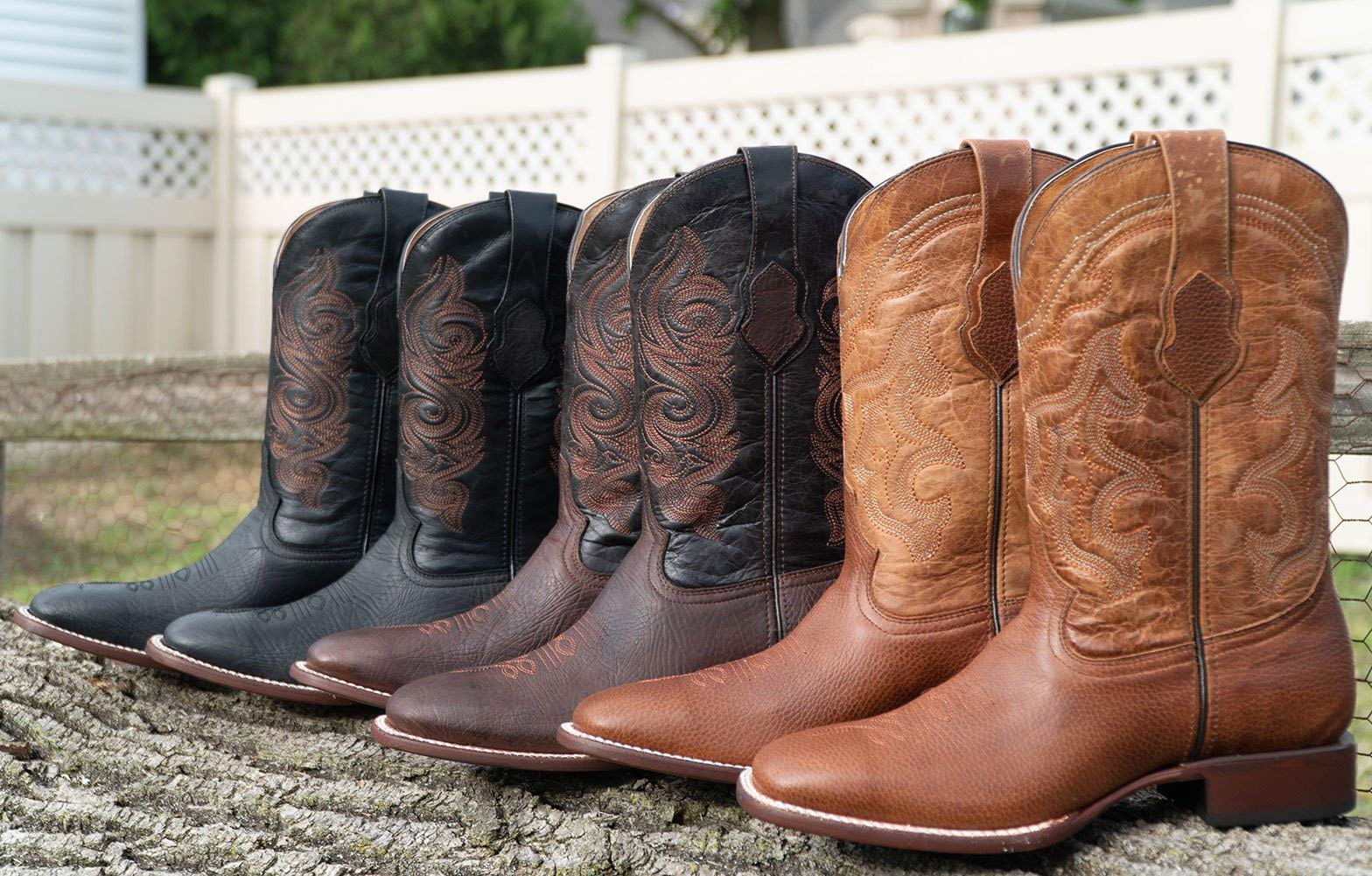 **Soto Boots Men's Genuine Leather Cowboy Boots - Broad Square Toe Western Boots H9001 (Brown, 9.5 M US) - Durable & Stylish for Riding, Work & Casual Wear**