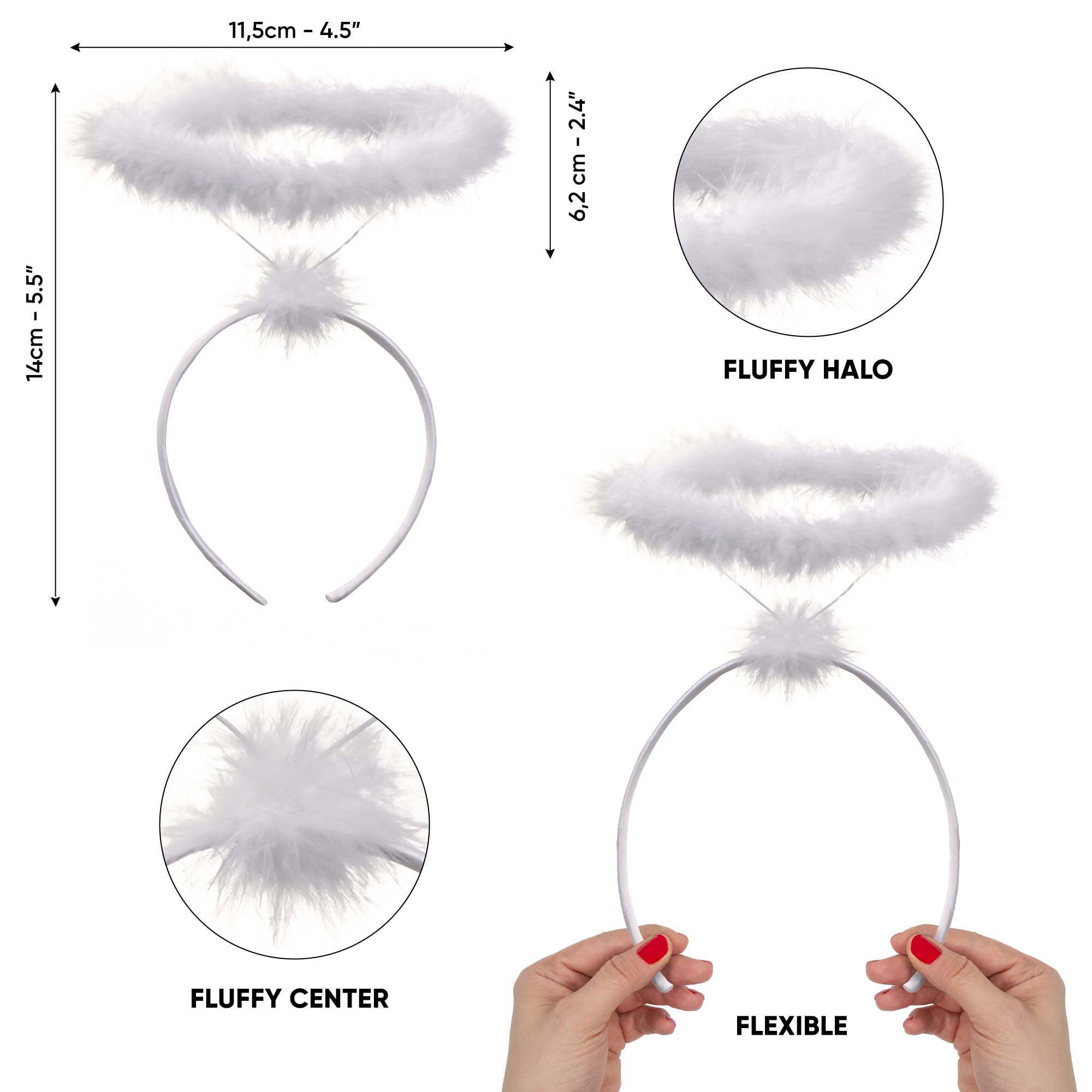Cheerin Angel Halo & Devil Horns Headband - White & Red Costume Accessories for Halloween, Cosplay, Parties & Festivals