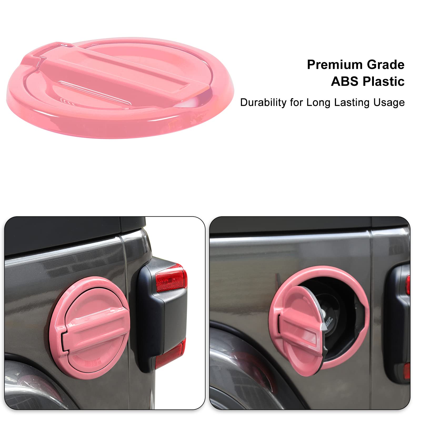 Pink Fuel Filler Door Cover for Jeep Wrangler JL & JLU (2018-2022) - Durable Gas Tank Cap Decoration & Exterior Accessories | Off-Road Adventure & Custom Car Styling