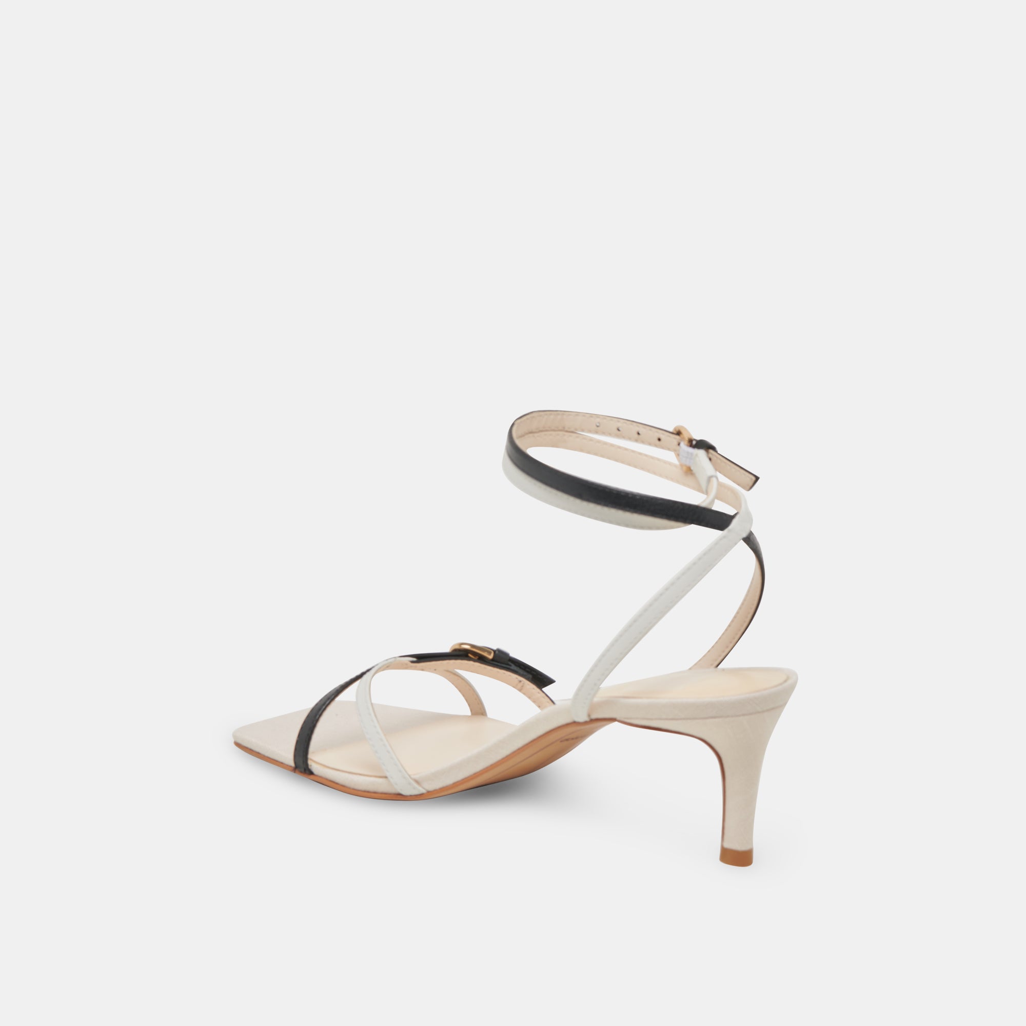 Bamby Women's White and Black Leather High Heels - Stylish Dress Shoes for Party, Wedding, and Evening Events