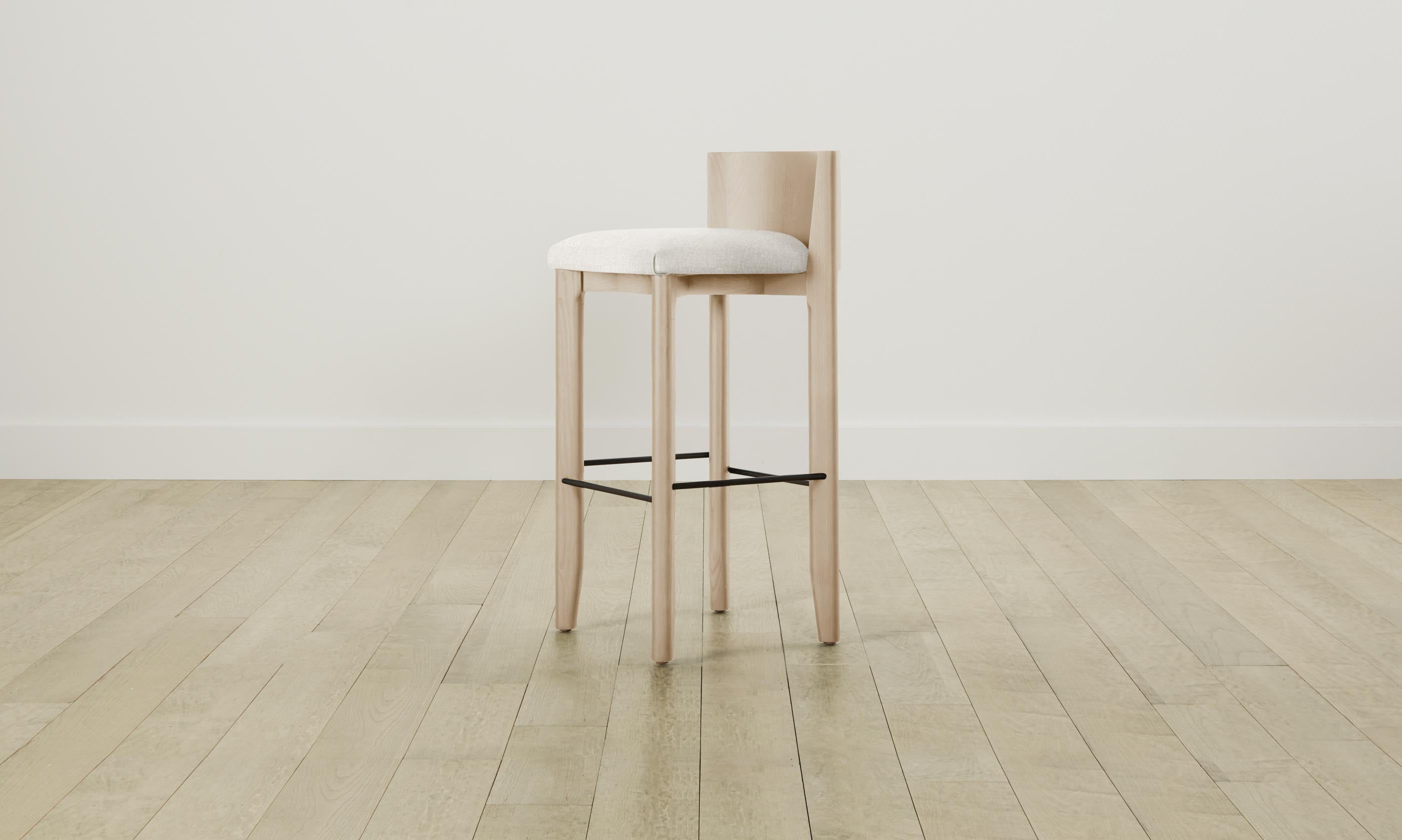 Premium Belgian Linen Bar Stool - The Delancey Counter Height Stool in Egret White | Modern Kitchen Island & Home Bar Seating for Dining & Entertaining