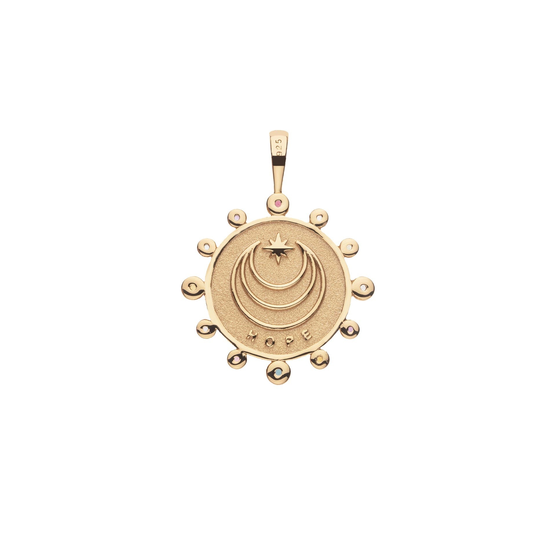 Jane Win HOPE Petite Embellished Coin Pendant Necklace for Women - Elegant Layering Jewelry for Daily Wear, Gift Giving & Special Occasions