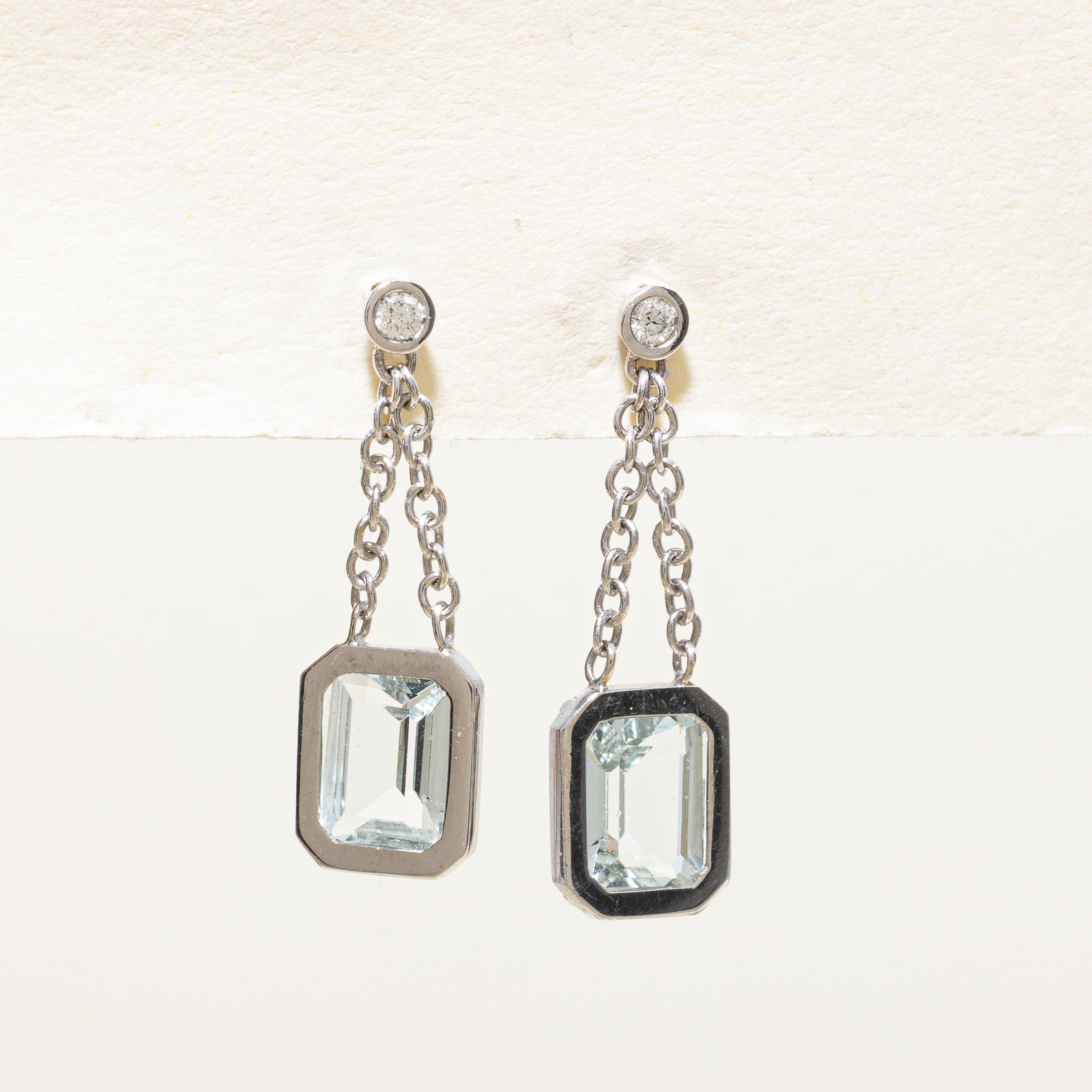 1.80ctw Aquamarine & 0.04ctw Diamond Dangling Earrings for Women - Elegant Birthstone Jewelry Gift for Wedding, Anniversary & Special Occasions