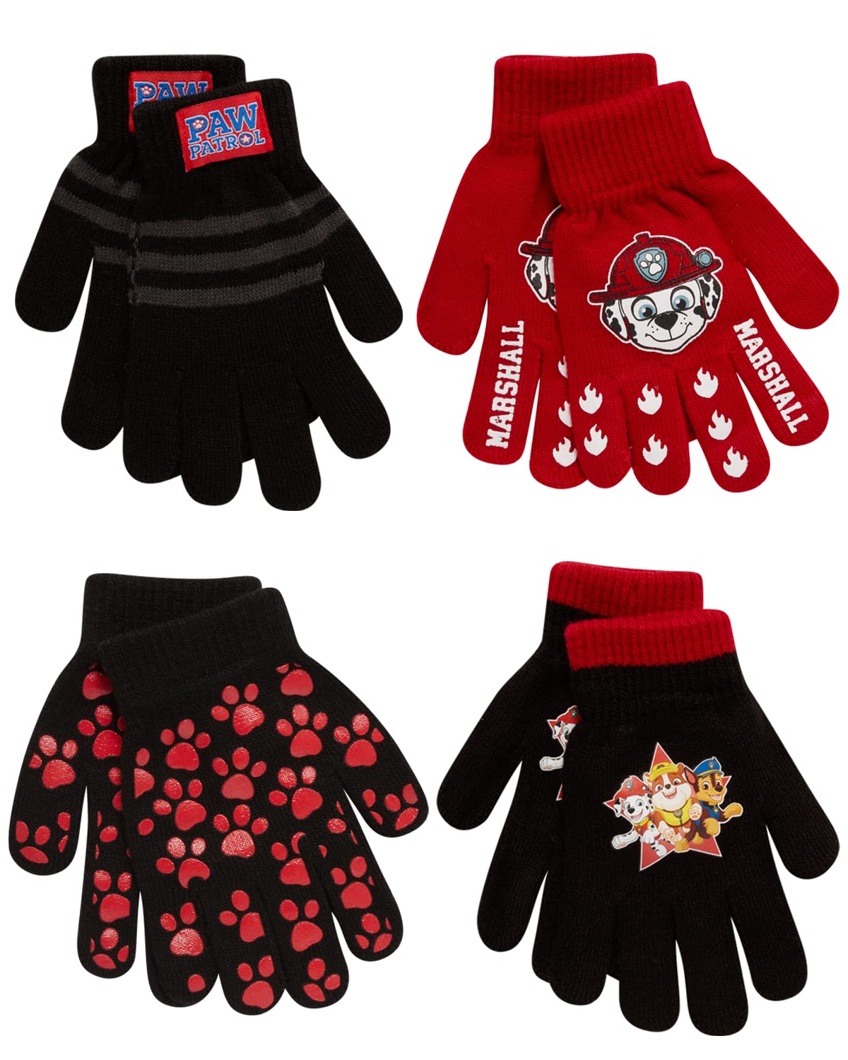 Paw Patrol & Blaze Boys Mittens Set - 4 Pack for Toddlers - Winter Play & Outdoor Fun