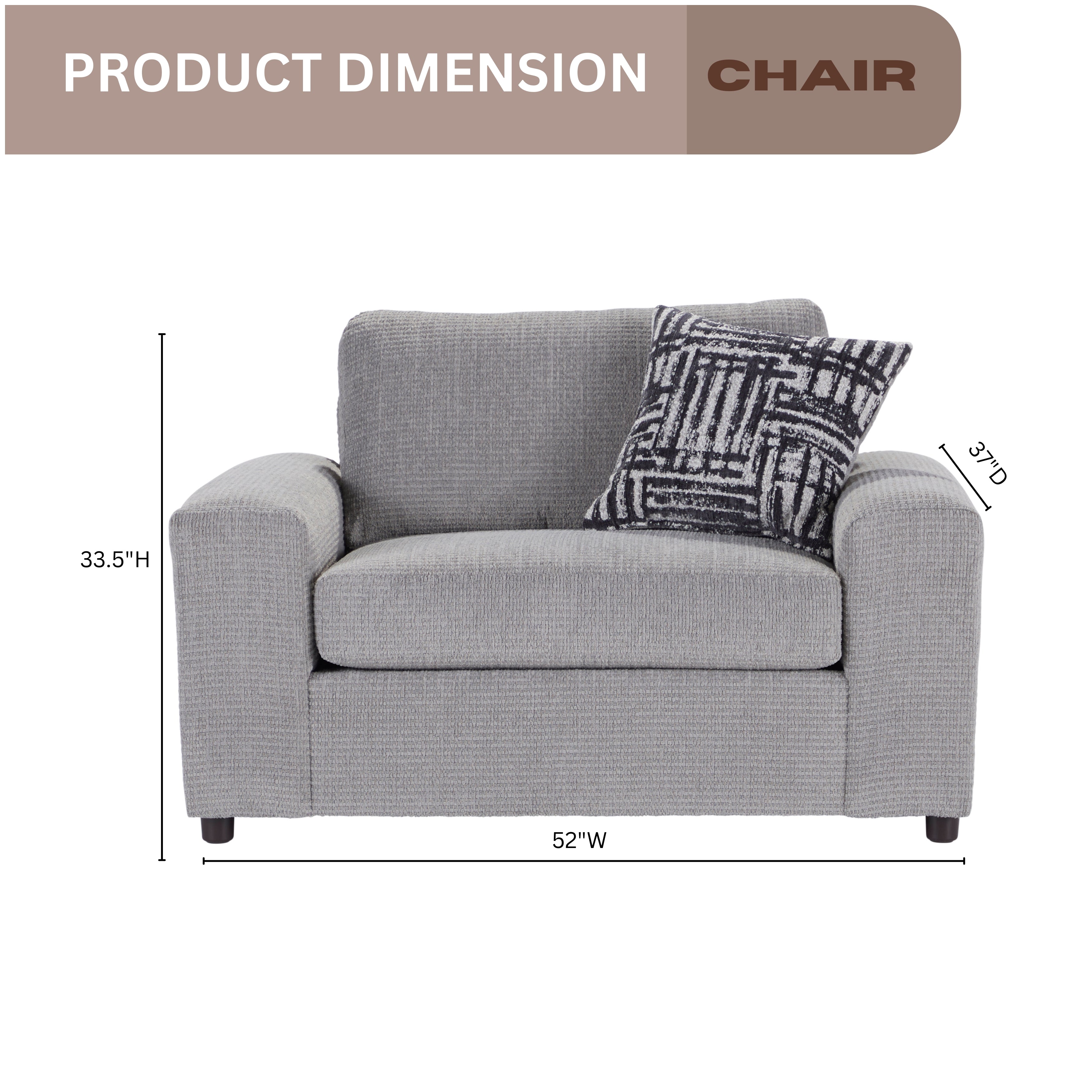 Roundhill Furniture Lancelot Upholstered Stationary Cuddle Chair - Plush Comfort for Living Room, Bedroom & Nursery - Perfect for Relaxing, Reading & Lounging