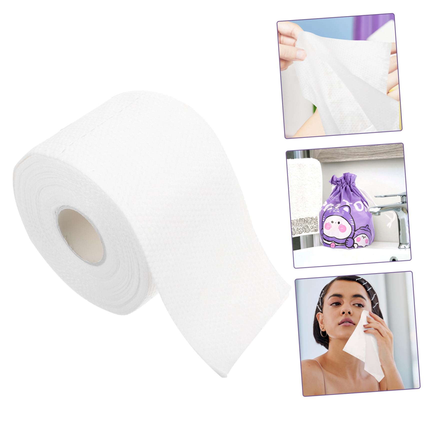 Soft Disposable Face Towels for Travel & Makeup Removal - 1 Roll Cotton Facial Wipes, Gentle Washcloths for Adults - Perfect for Skincare Routine, Gym, Camping & On-the-Go Cleansing