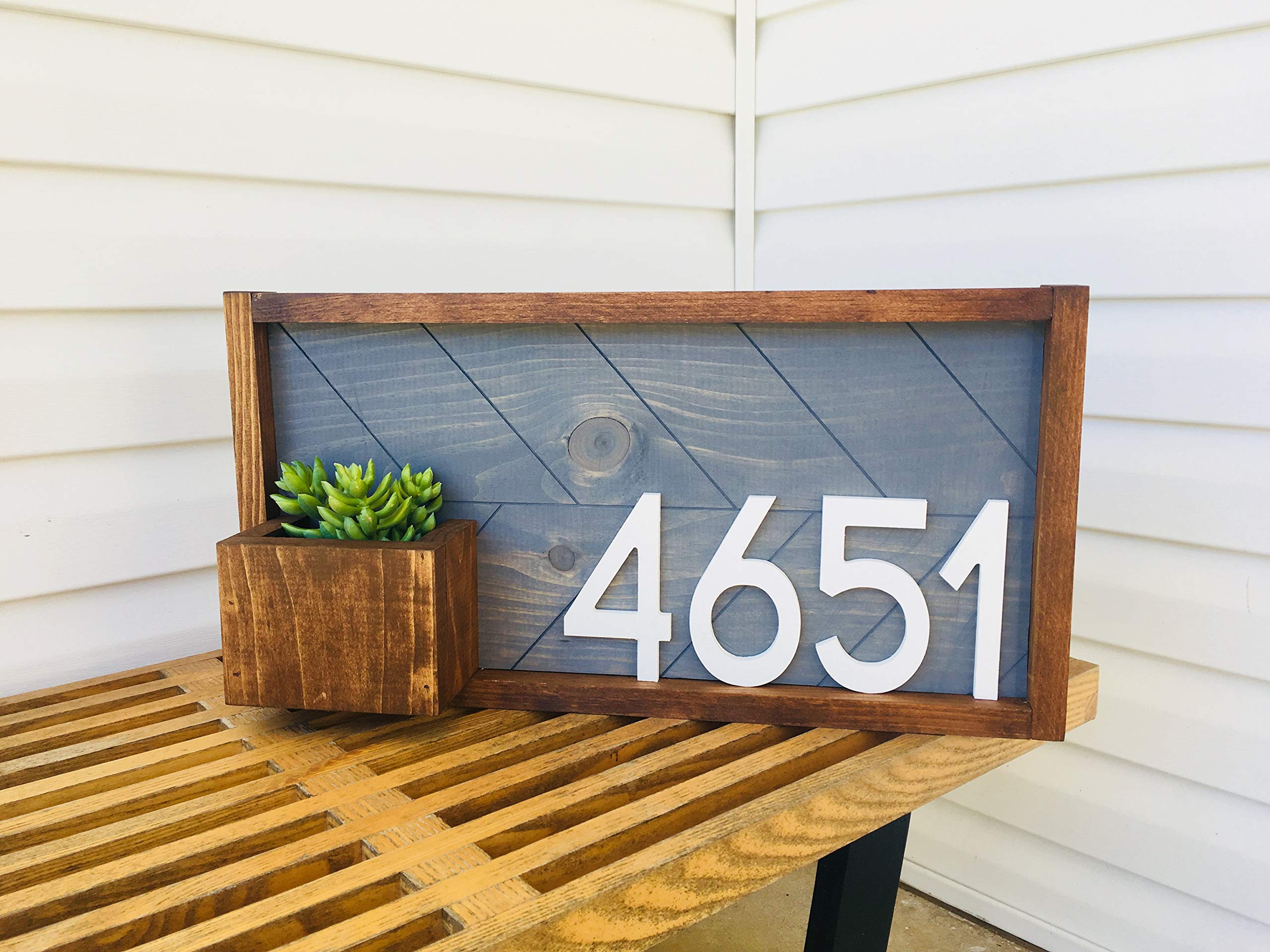 Weston Modern Address Plaque with Planter - Large Waterproof House Numbers Sign for Outdoor Home, Yard & Curb Appeal - Personalized Address Plaque for Front Door, Mailbox & Garden Decor