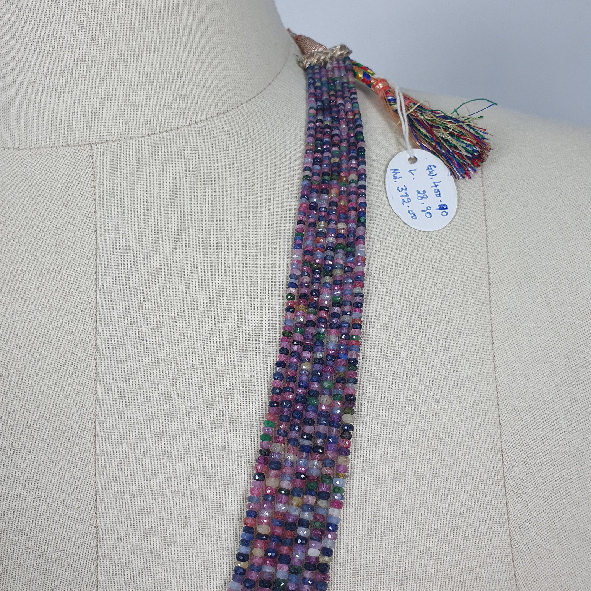 Natural Untreated Multi-Color Sapphire Gemstone Faceted Rondelle Checker Cut Beads Necklace - 19-22 Inch Adjustable Length for Women, Perfect for Weddings, Parties & Everyday Elegance
