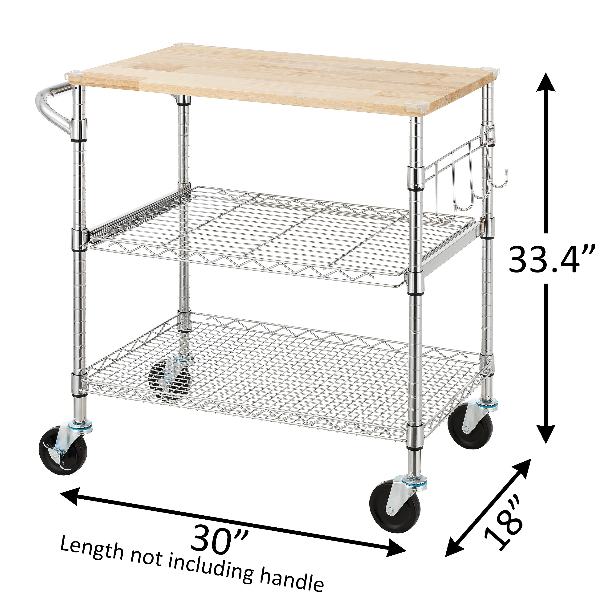 Finnhomy 3-Tier Rolling Kitchen Cart with 18