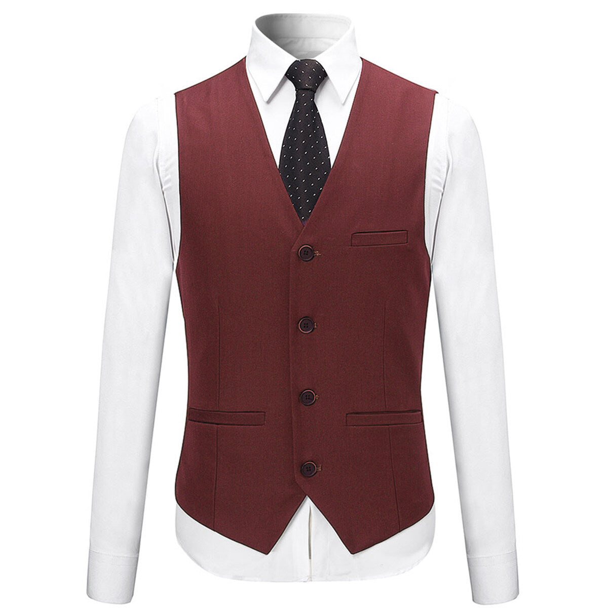 3-Piece Slim Fit Solid Color Formal Suit Jacket Set for Men - Wine Red | Perfect for Weddings, Business Meetings & Special Occasions