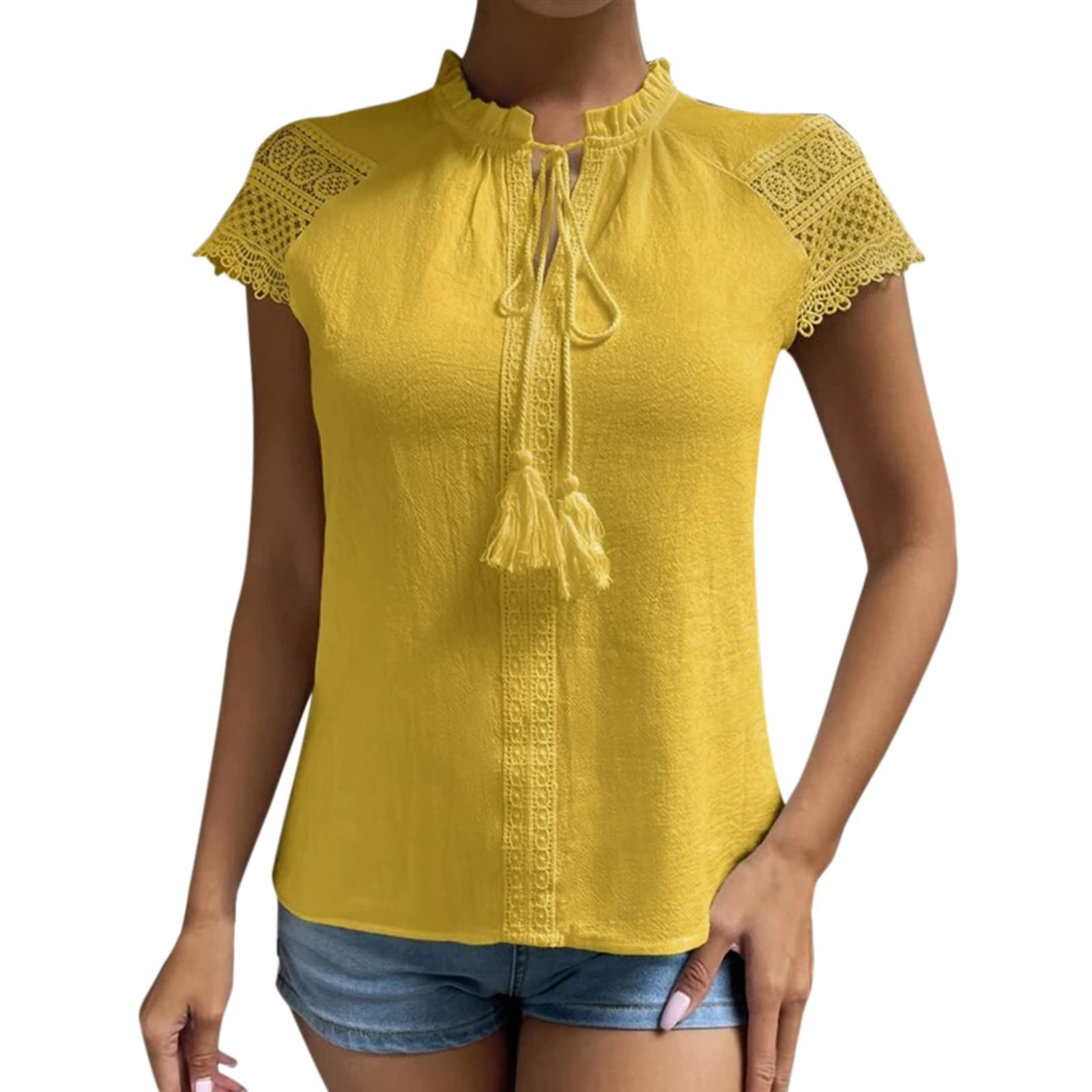 Women's Summer Knit Top - Casual Pleated Short Sleeve Crew Neck Tunic Blouse | Breathable Tech Tee for Work, Travel & Everyday Wear