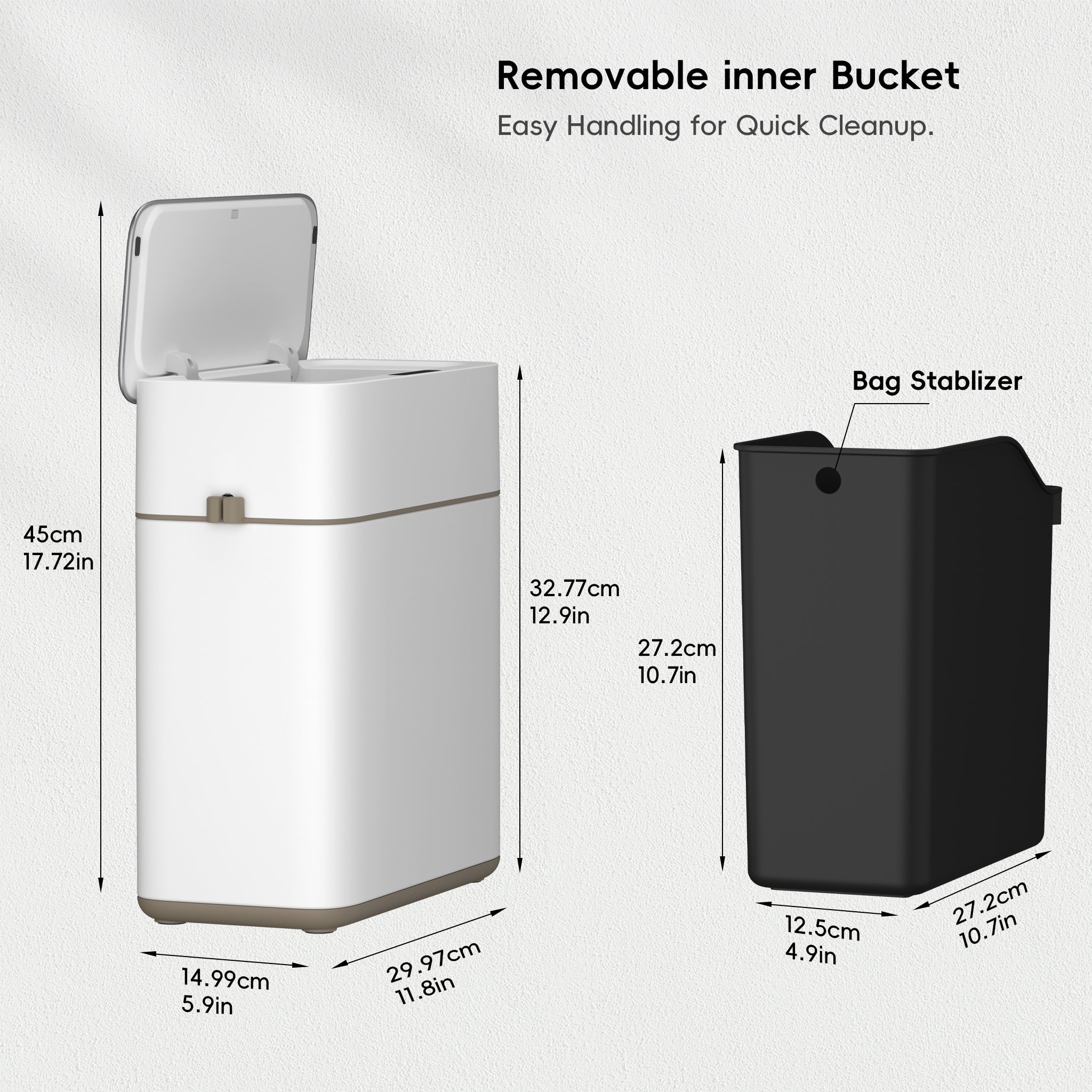 Bono Sensor Bathroom Trash Can with Lid - 8L/2.1 Gallon Automatic Motion Sensor Garbage Bin, White - Perfect for Bathroom, Kitchen, Office & Home Use