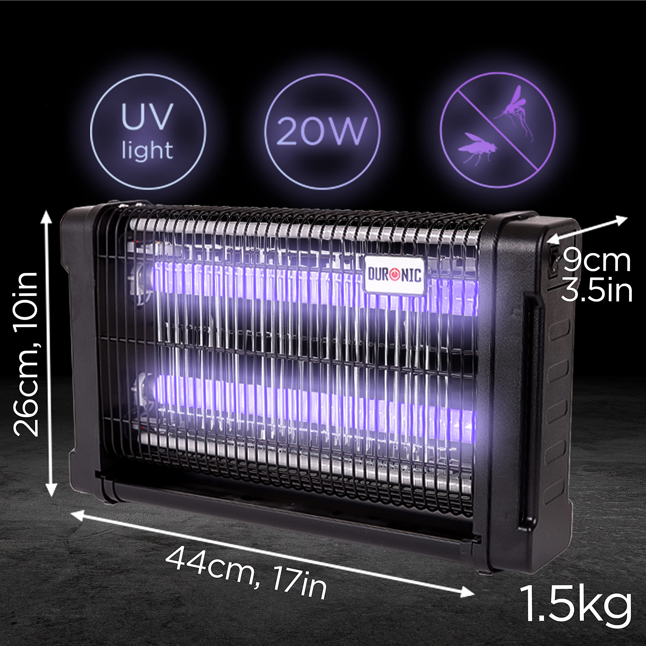 Duronic FK8420 Electric UV Fly Killer - 20W Mosquito & Flying Insect Zapper with 2x 10W Bulbs | Large Slimline Indoor Pest Control for Home, Kitchen, Bedroom | Wall or Ceiling Mountable | Safe & Effective Bug Trap for Patio, Garage, Restaurant