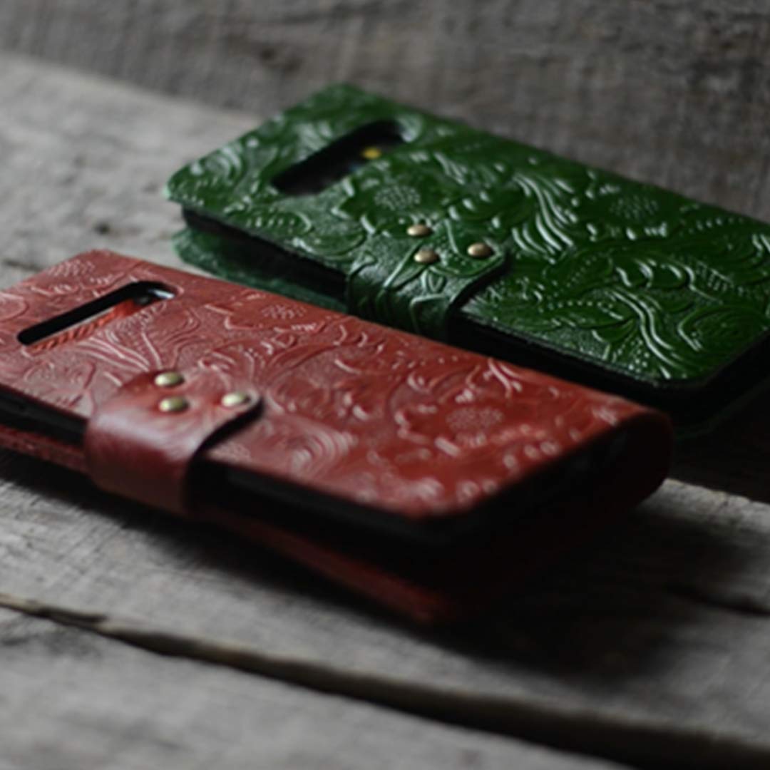 Vintage Leather Wallet Case for Samsung Galaxy S24 Ultra/S23/S22 Ultra/S21 Plus/S20 5G - Handmade Retro Style Phone Cover with Card Slots | Perfect for Business, Travel & Everyday Use