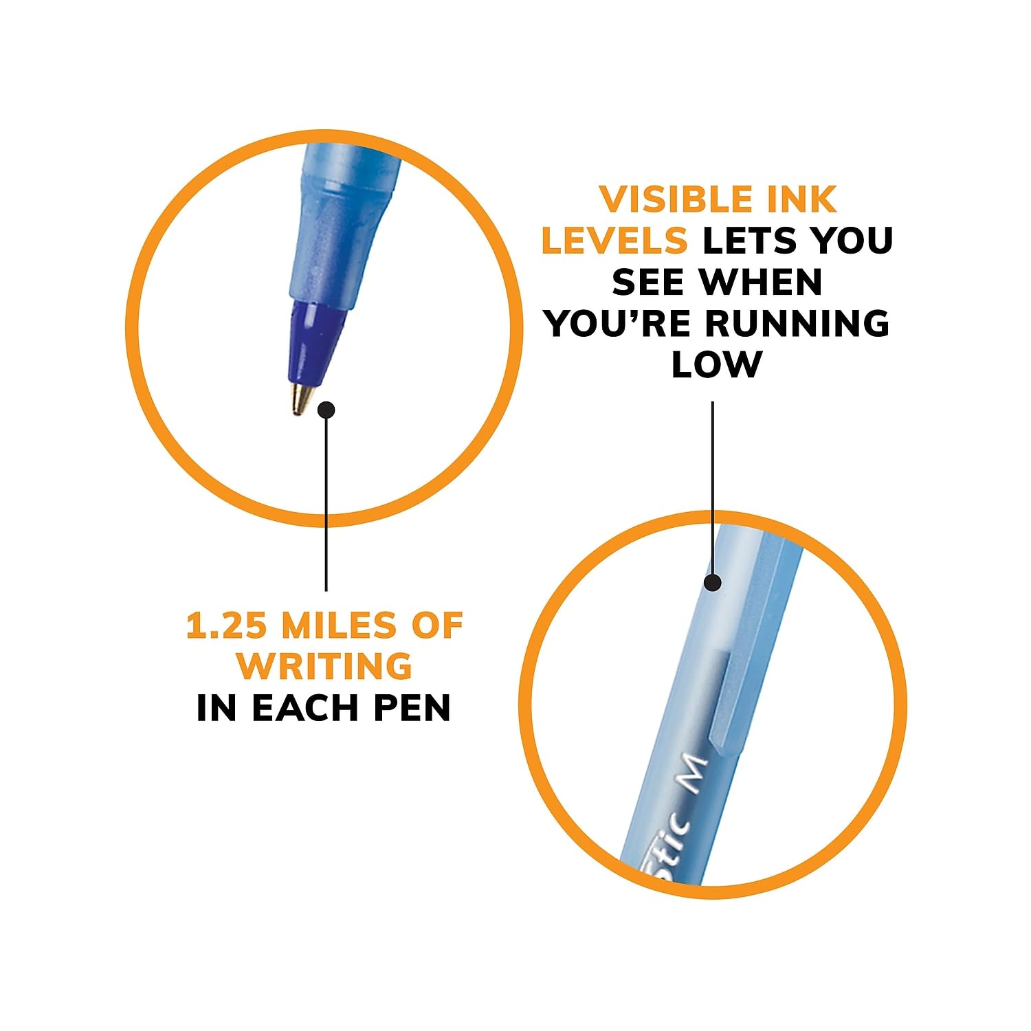 BIC Round Stic Xtra Life Blue Ballpoint Pens - 500 Count Bulk Pack, Medium Point 1.0mm, Comfortable Flexible Barrel for Smooth Writing | Perfect for Office, School, Home & Business Use | #1 Best Selling Ballpoint Pens in USA
