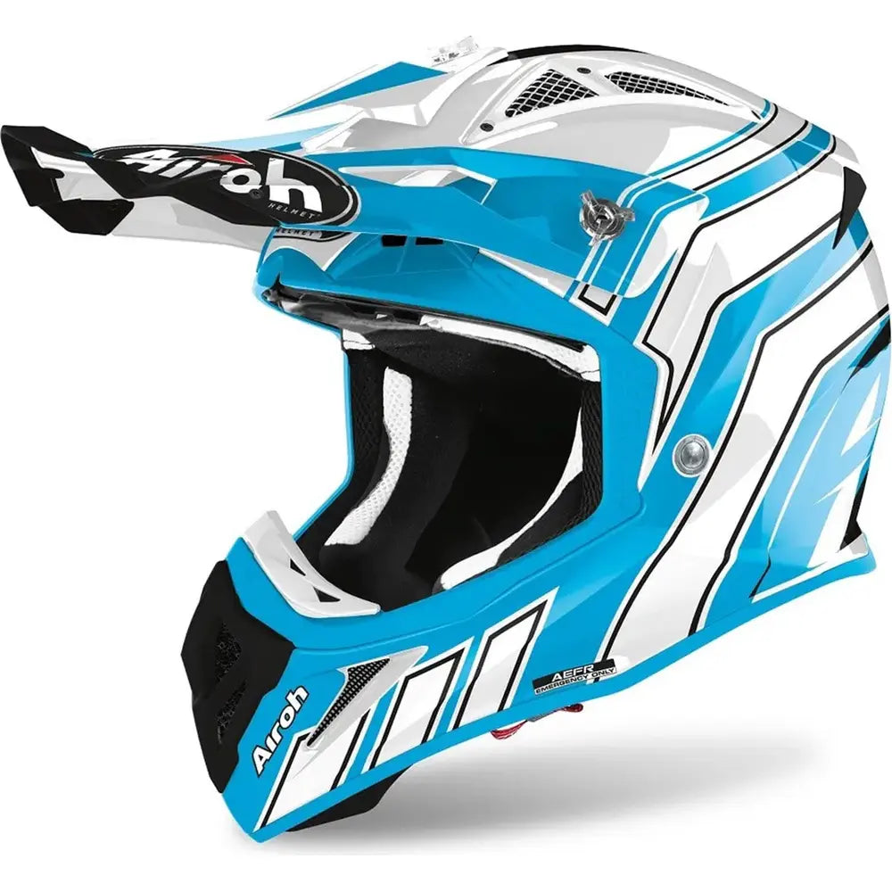 Airoh Aviator Ace Art Gloss Azure Motorcycle Helmet - Lightweight Full Face DOT Certified for Men & Women - Perfect for Street Biking, Racing, and Urban Commuting