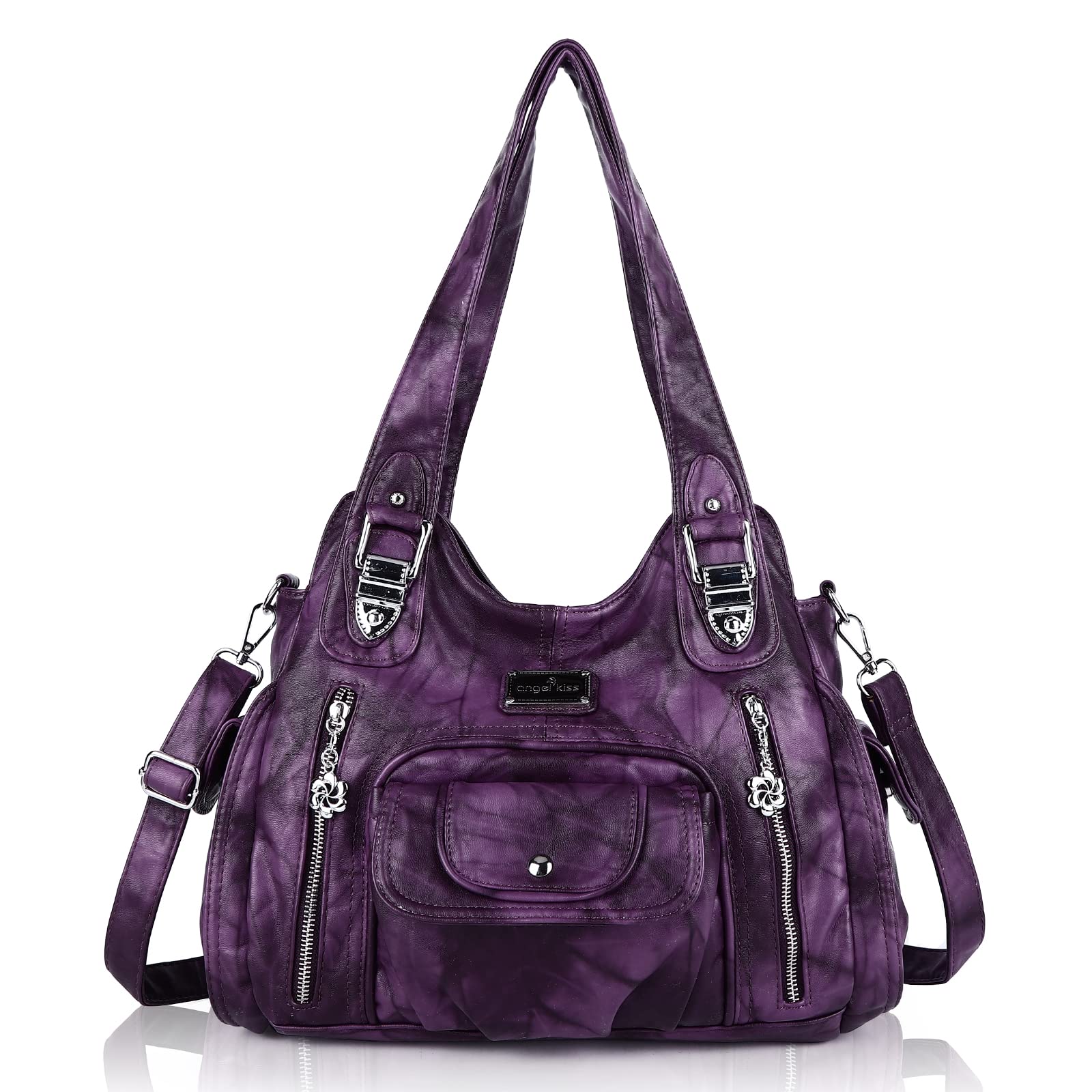 Angel Kiss Women's Leather Hobo Tote Bag - Fashionable Shoulder Bag & Top Handle Satchel Purse for Work, Travel & Everyday Use