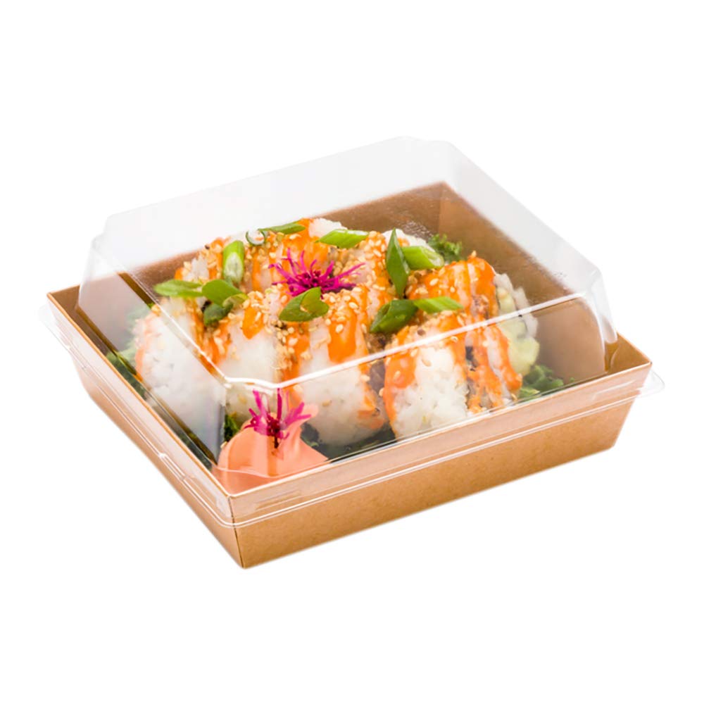 Restaurantware Matsuri Vision Lids for Large Tetra Containers - 100 Pack Airtight Clear Plastic Lids | Recyclable & Durable | Perfect for Food Storage, Catering, and Takeout Containers