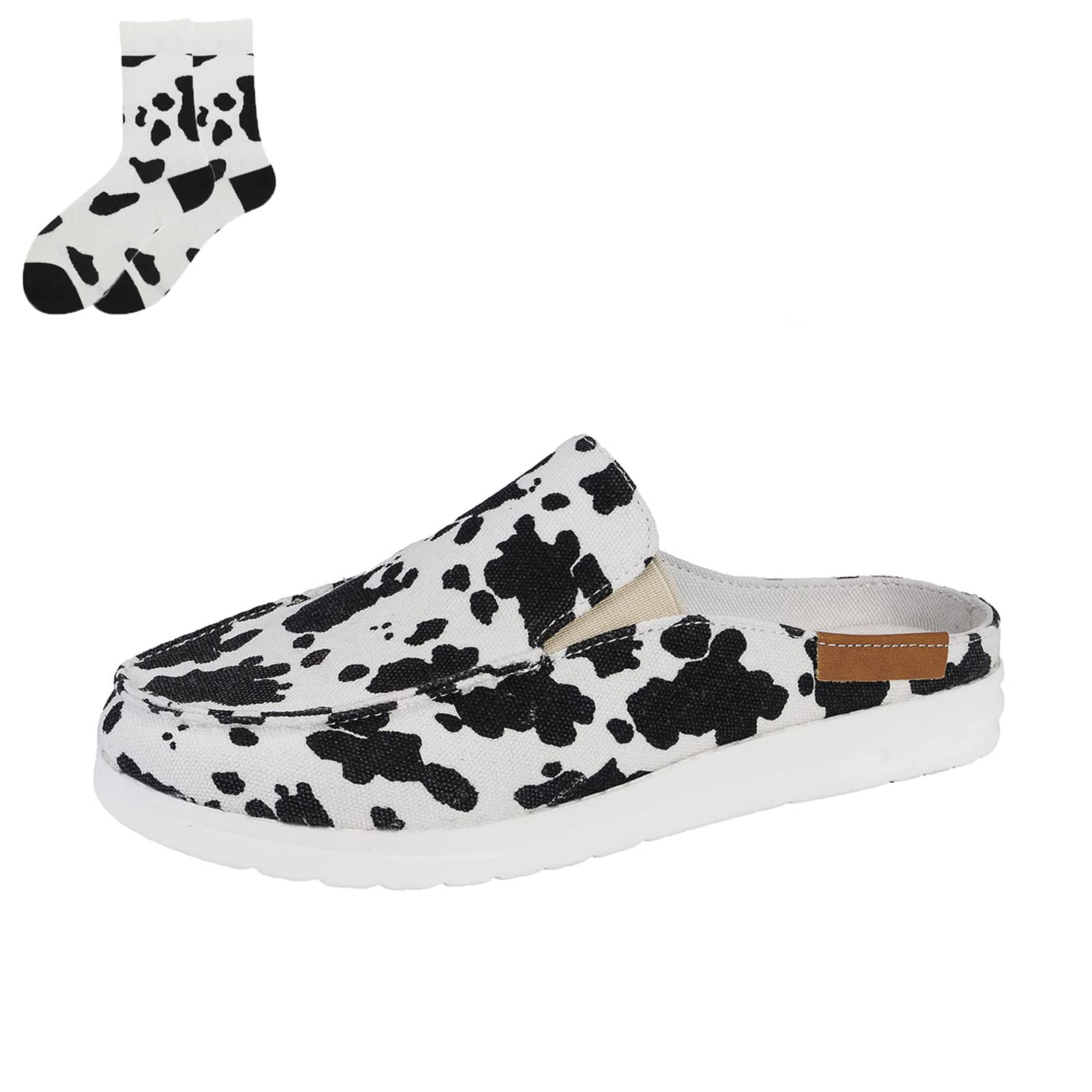 Women's Cow Print Canvas Sneakers - Comfortable Slip-On & Lace-Up Loafers for Casual Wear, Work & Outdoor Activities