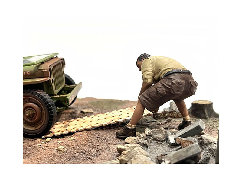 1/18 Scale 4X4 Mechanic Figure 2 with Board Accessory - American Diorama Model Car Accessory for Off-Road Vehicle Scenes & Diorama Displays