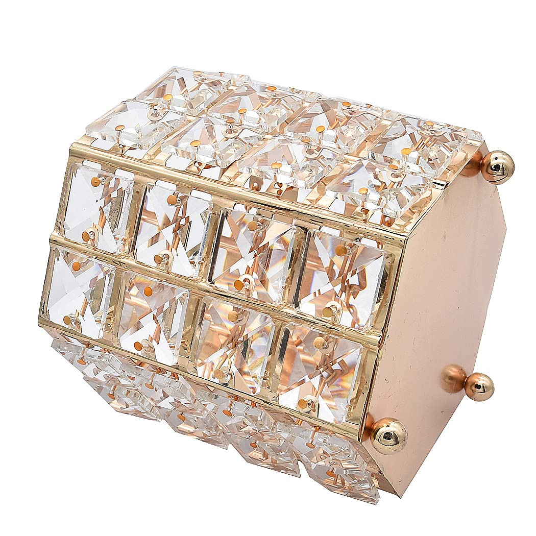 Handmade Crystal Makeup Brush Holder & Eyebrow Pencil Organizer - Hexagon Gold Cosmetic Storage for Vanity, Bathroom, Office Desk | Perfect for Makeup Artists & Beauty Enthusiasts