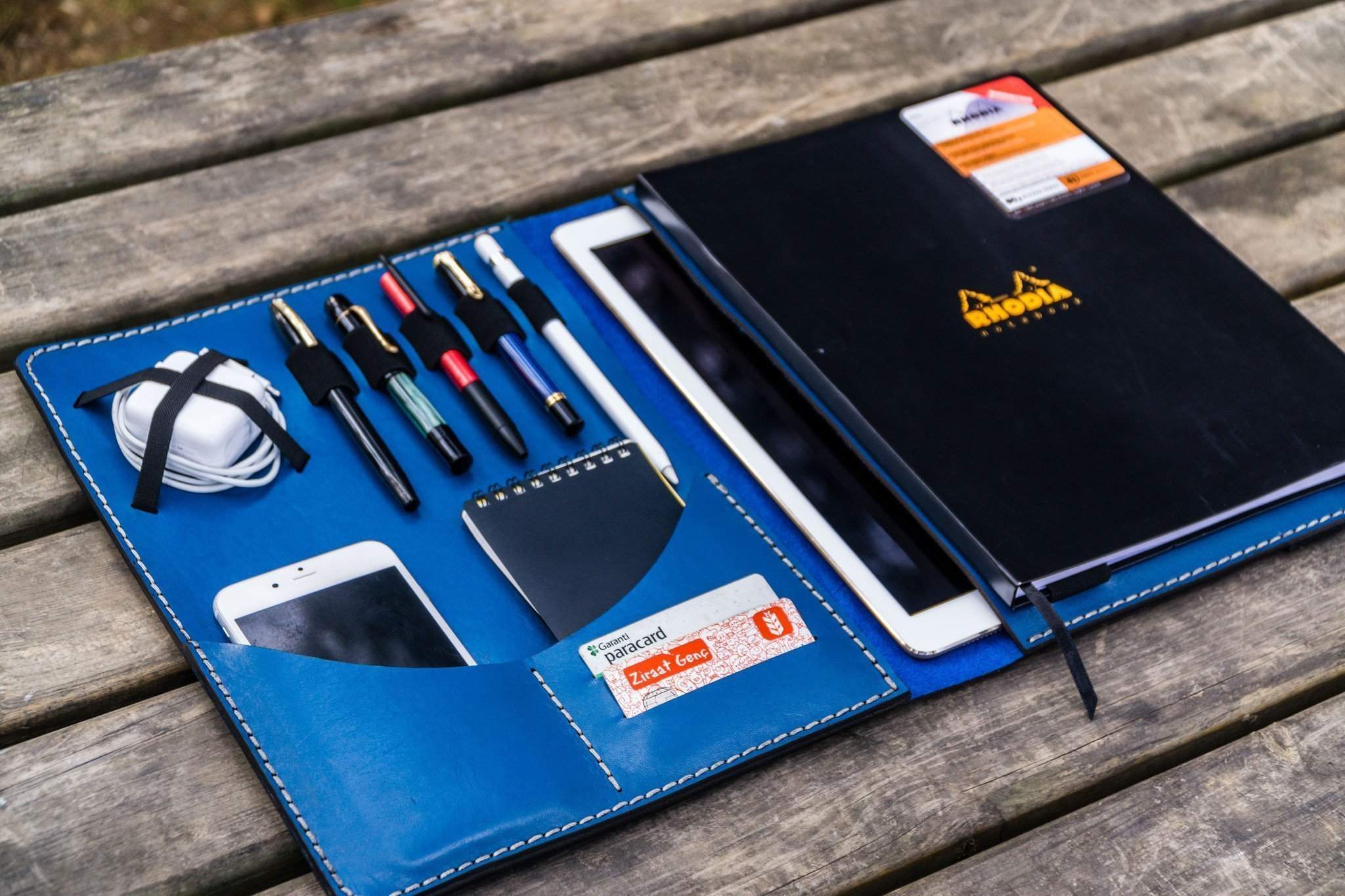 Premium Moleskine Professional A4 Leather Workbook - Blue Executive Organizer for Business, Meetings & Note-Taking | Durable Leather Cover for Office & Travel Use