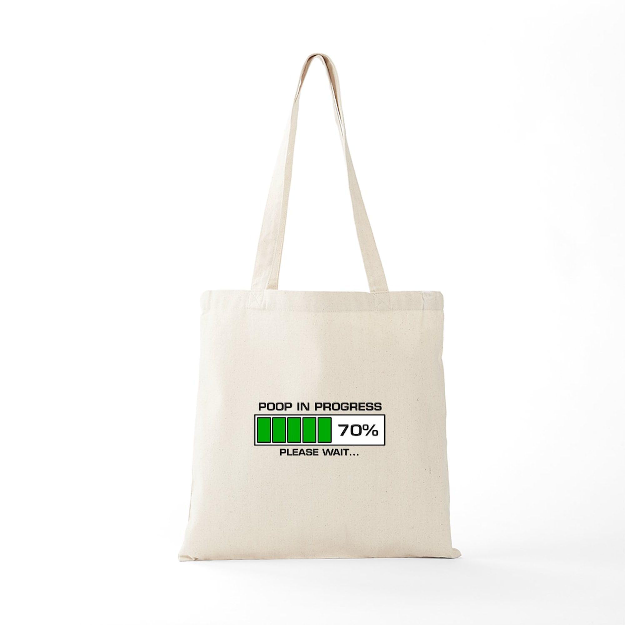 Funny Poop In Progress Tote Bag - Natural Canvas Reusable Grocery Shopping Bag for Beach, Gym & Daily Use | Eco-Friendly & Durable