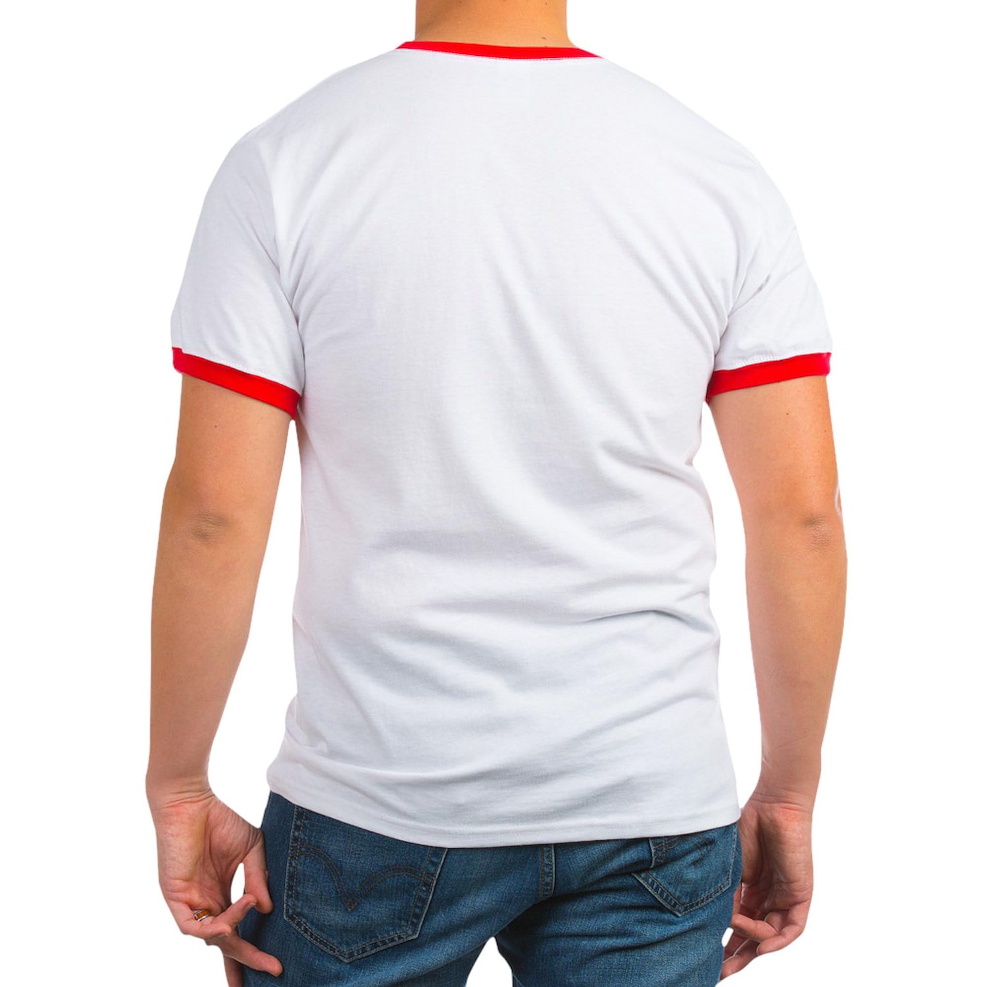 Vintage Rabbit Hand Shadow Graphic Men's Ringer T-Shirt - Retro Style Cotton Tee for Casual Wear, Street Fashion & Gift Giving
