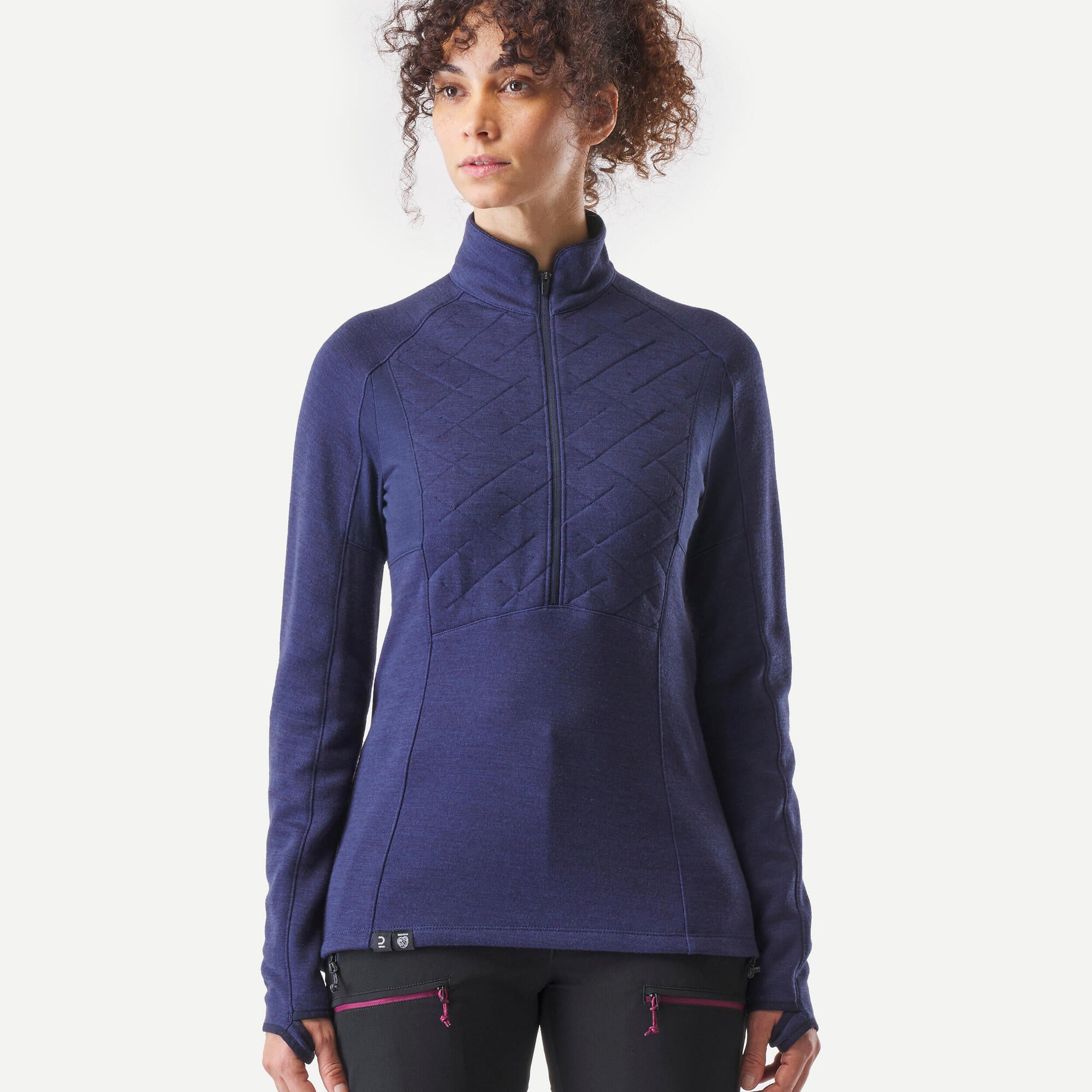 Forclaz Women's MT900 Merino Wool Long Sleeve Shirt - Hiking & Outdoor Activities Base Layer for Cold Weather
