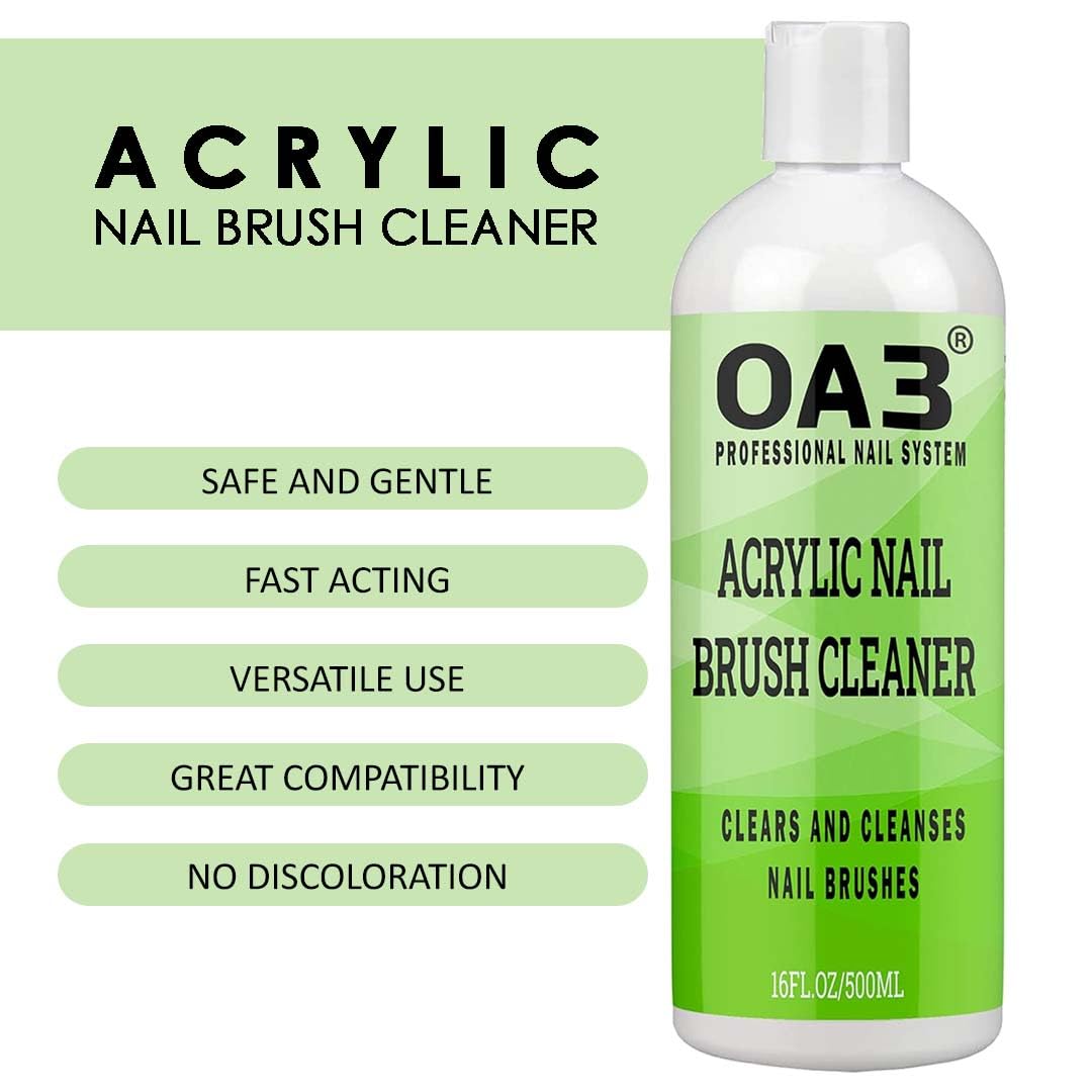 UV Nail Gel Brush Cleaner & Acrylic Nail Brush Cleaner Remover - Powerful 500ml Build-Up Dissolver for Professional Salon & Home Manicure Care