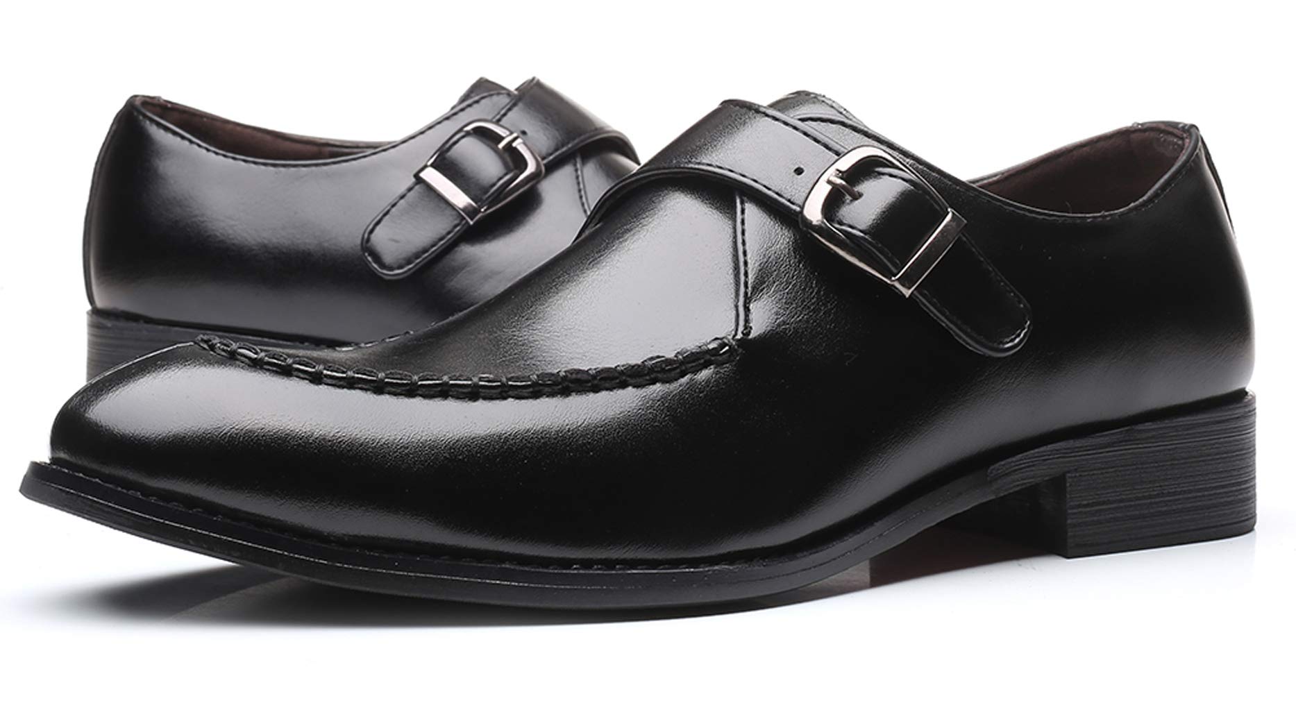 Santimon Men's Monk Strap Dress Shoes - Business Casual Slip-On Loafers for Men | Comfortable & Stylish Formal Footwear for Office, Wedding & Special Occasions