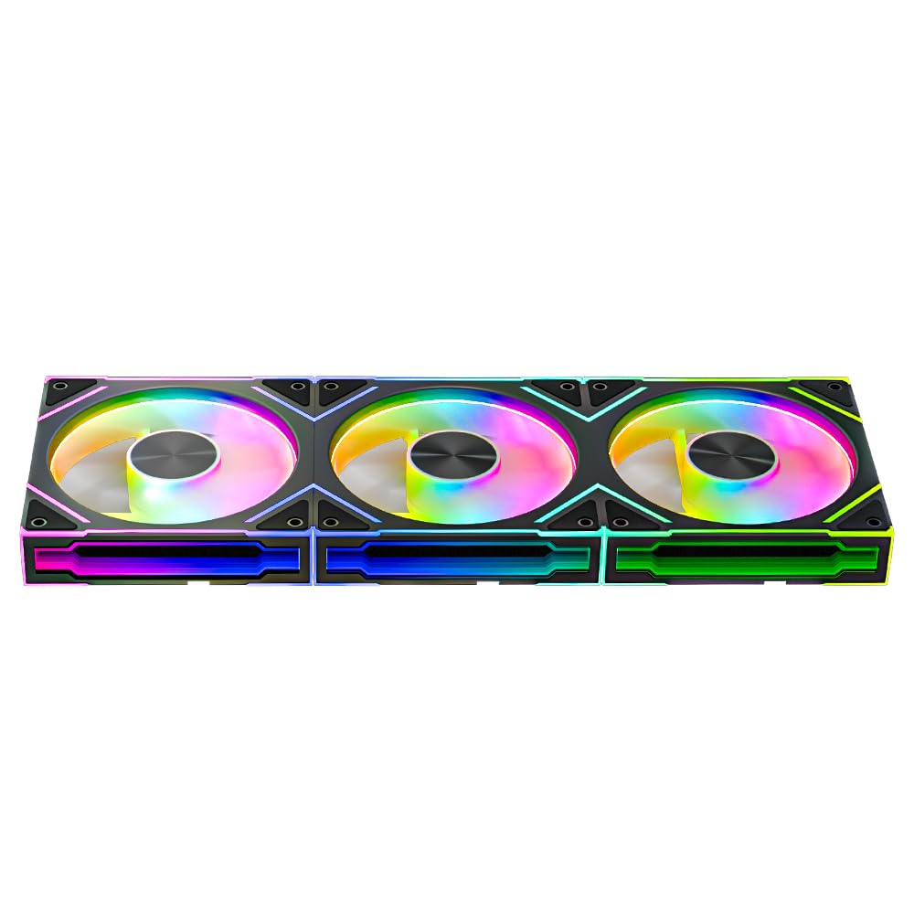 TZMRIT AstroV2 ARGB PC Cooling Fan Triple Pack - 120mm Black RGB Case Fans with PWM Control, High Airflow for Gaming PC, Desktop Computer, and Workstation Builds - Perfect for Cooling, RGB Lighting, and Custom PC Setups