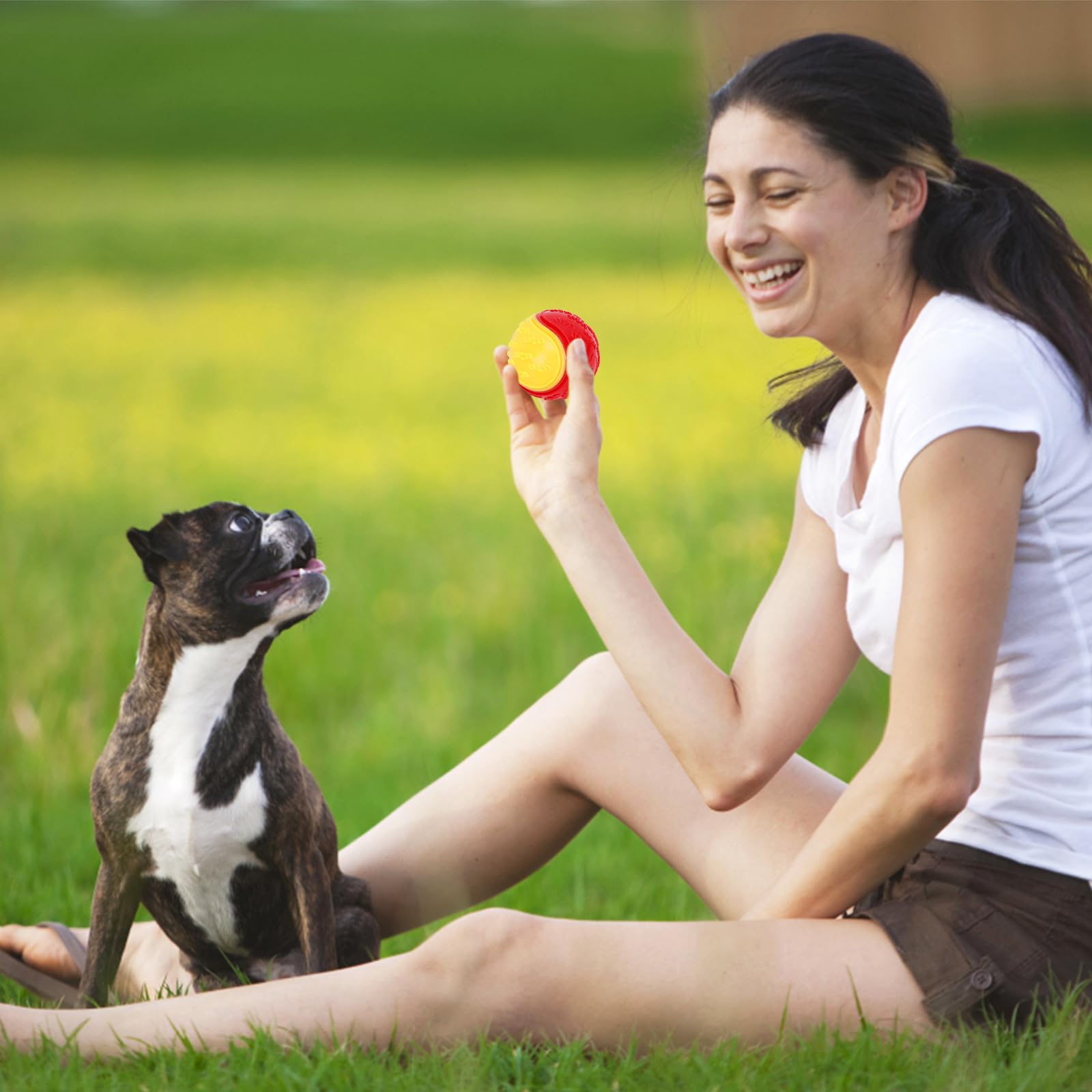 QKURT 3-Pack Durable Squeaky Dog Balls - Indestructible Chew Toys for Medium & Large Dogs - High Bounce Rubber Ball for Teeth Training & Interactive Play - Perfect for Fetch, Training & Outdoor Activities