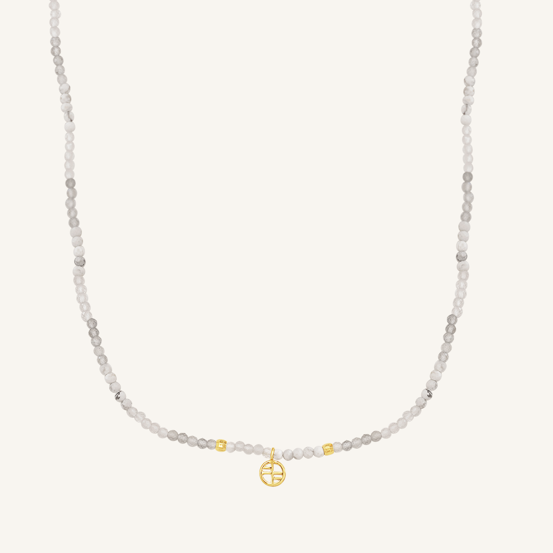 Healing Howlite Stone Necklace for Women - Natural White Howlite Beaded Jewelry for Stress Relief & Positive Energy - Perfect for Meditation, Yoga & Spiritual Healing