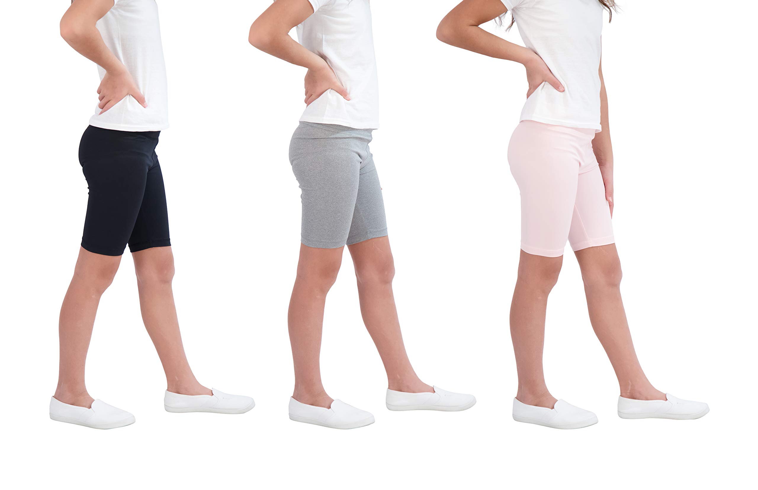 Hind 3-Pack Girls Athletic Shorts - Breathable Bike Shorts for Running, Yoga & Workouts - Comfortable Workout Clothes for Active Girls - Perfect for Gym, Sports & Playtime
