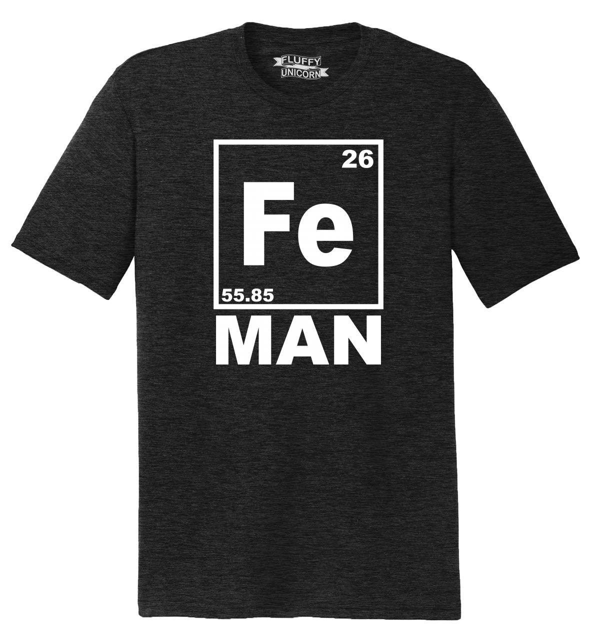 Funny Iron Man Chemistry Periodic Table T-Shirt for Men - Tri-Blend Comical Graphic Tee - Perfect for Marvel Fans, Science Geeks & Casual Wear