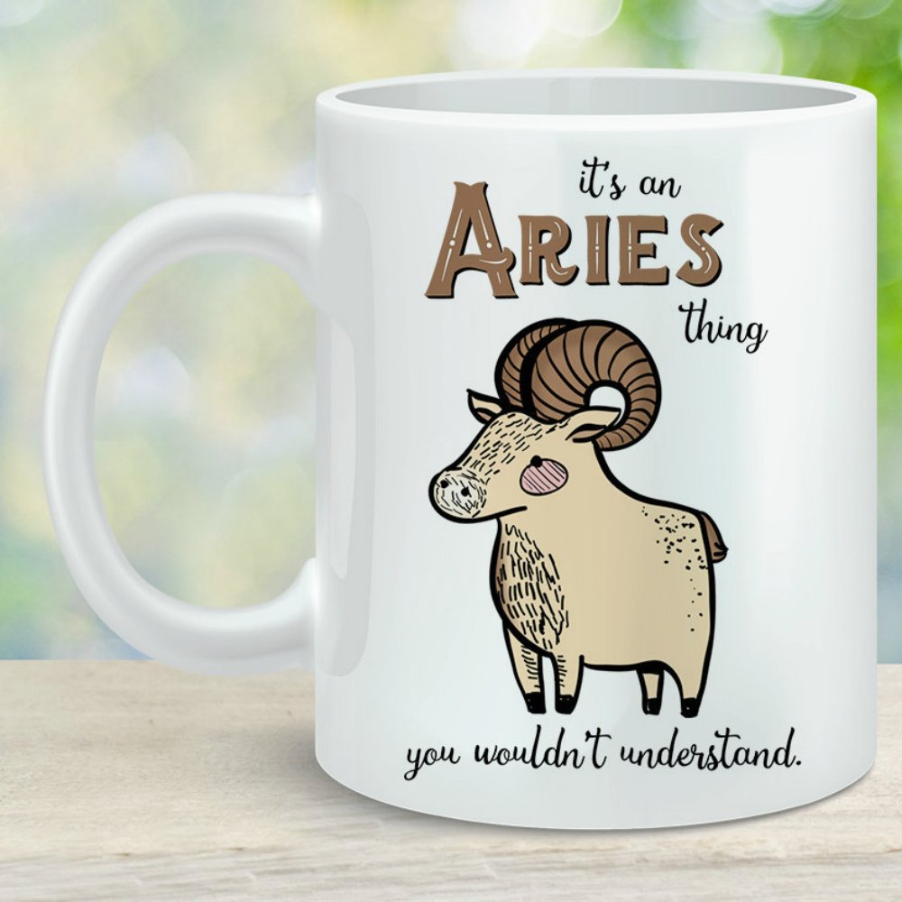 Aries Zodiac Ram Sign Coffee Mug - Ceramic Cup for April & May Birthday Gifts - Microwave & Dishwasher Safe - Perfect for Home, Office & Coffee Lovers