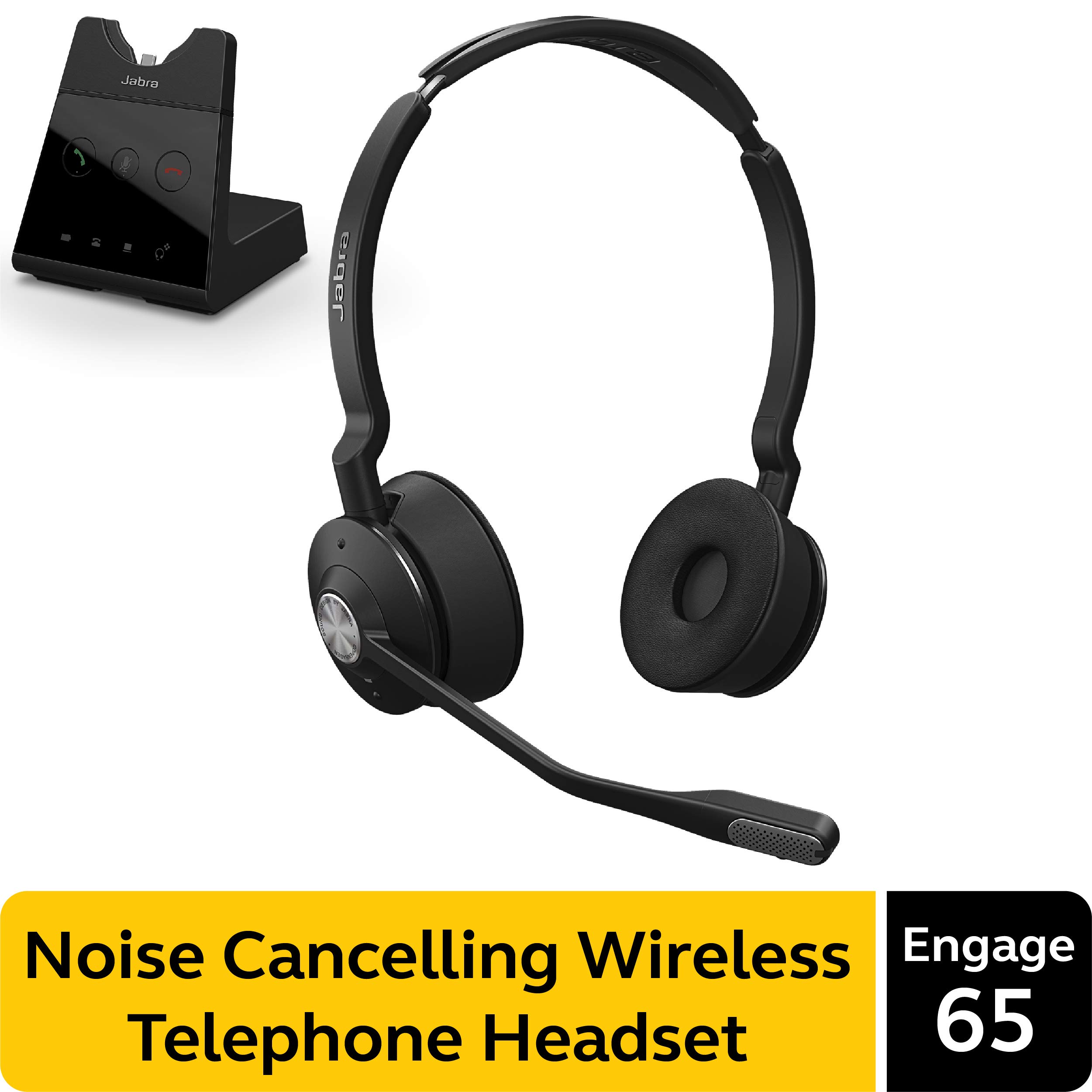 Jabra Engage 65 Wireless Stereo Headset with Noise-Cancelling Mic - Industry-Leading Wireless Performance, All-Day Battery Life for Call Centers & Remote Work - Perfect for Office, Customer Service & Home Business Use