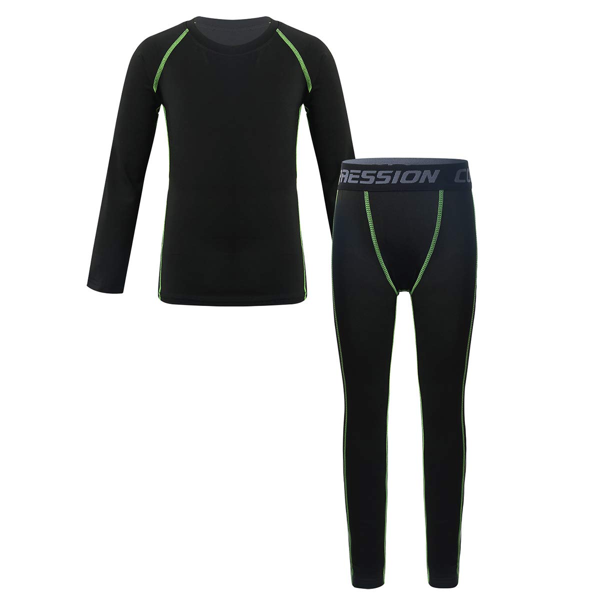 2PCS Kids Boys Girls Thermal Underwear Set - Compression Base Layer Leggings & Shirts for Cold Weather, Sports & Outdoor Activities - Perfect for Skiing, Running & Winter Play