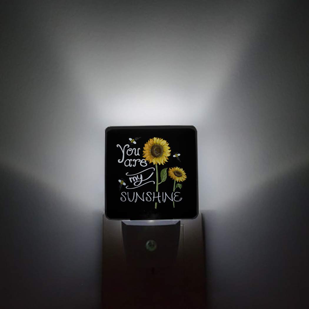 Sunflower Night Light Plug in LED Lamp with Auto Sensor - Wall Plug Night Light for Bathroom, Bedroom, Hallway - Bright Square Dim Light for Kids, Girls & Adults - Perfect for Nursery, Home Decor & Gift Giving